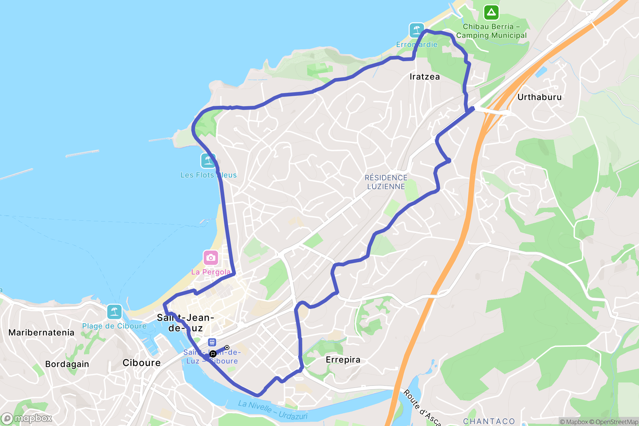 Saint-Jean-de-Luz : carte du parcours de randonnée - France