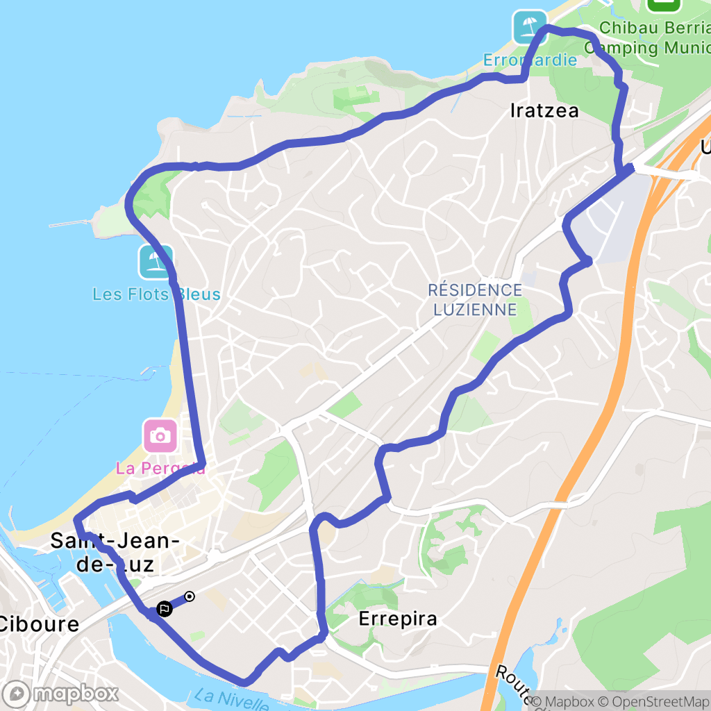 Saint-Jean-de-Luz : carte du parcours de randonnée - France