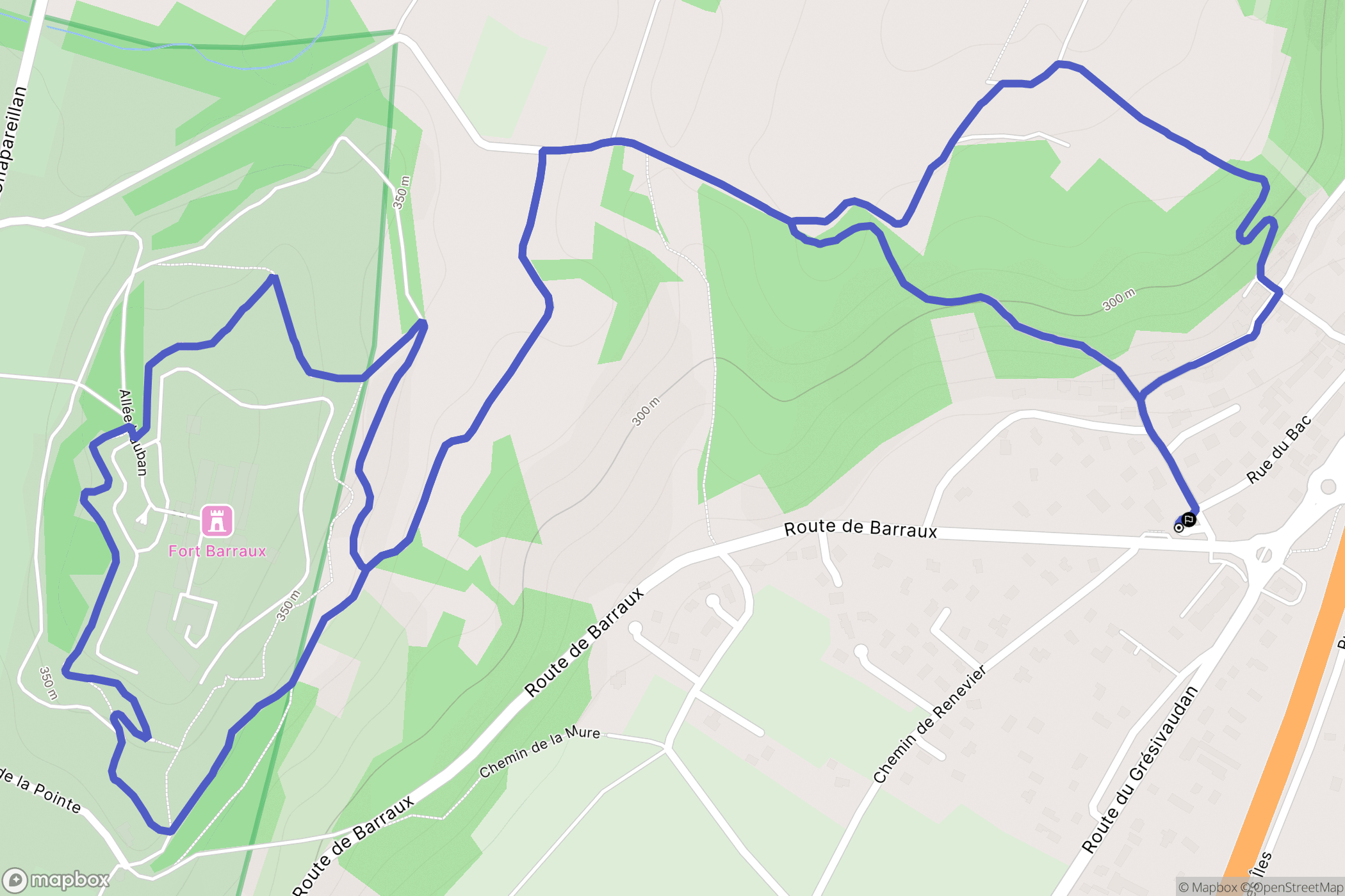 Barraux : carte du parcours de randonnée - France
