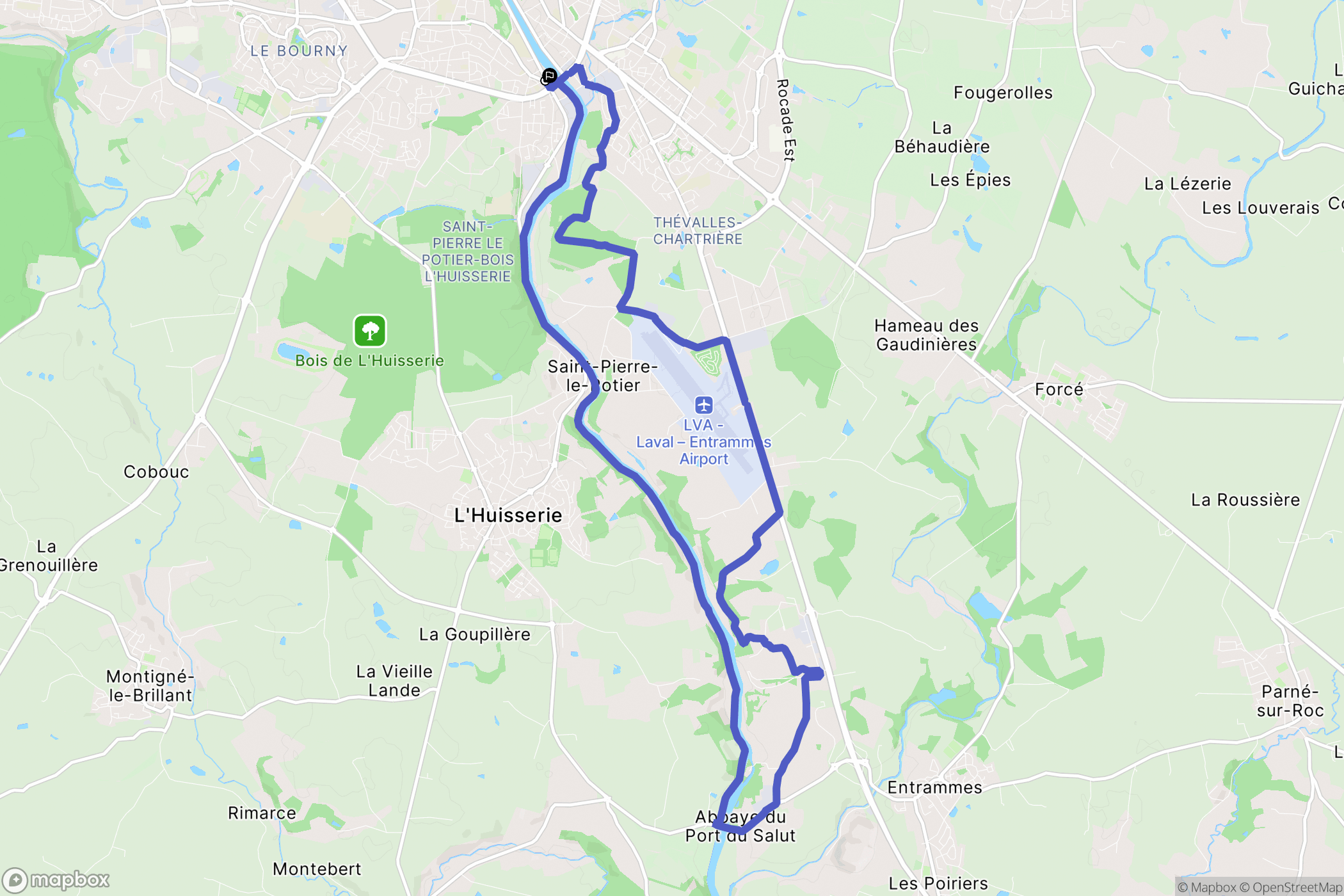 Laval : carte du parcours de randonnée - France