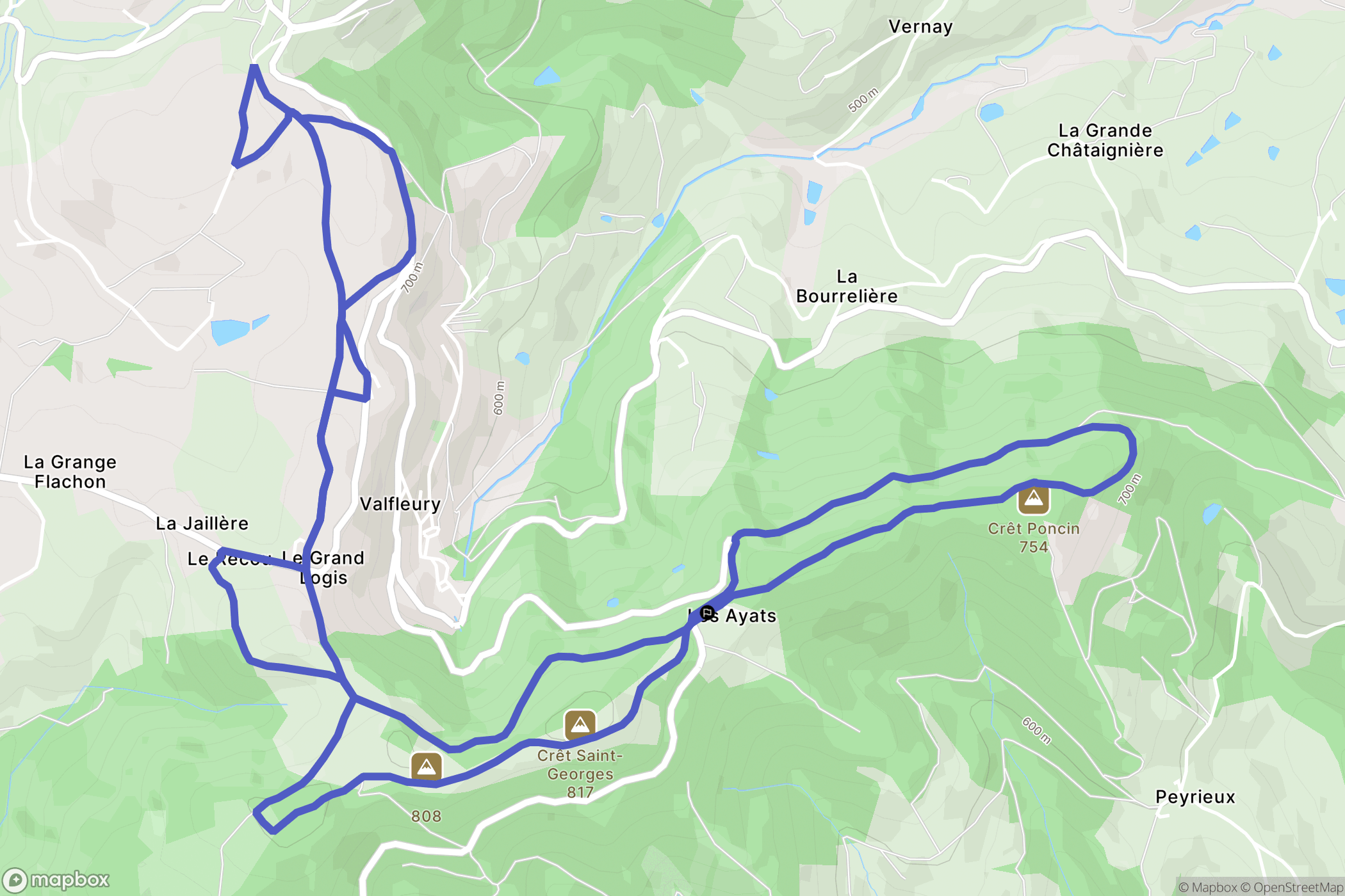 Cellieu : carte du parcours de randonnée - France