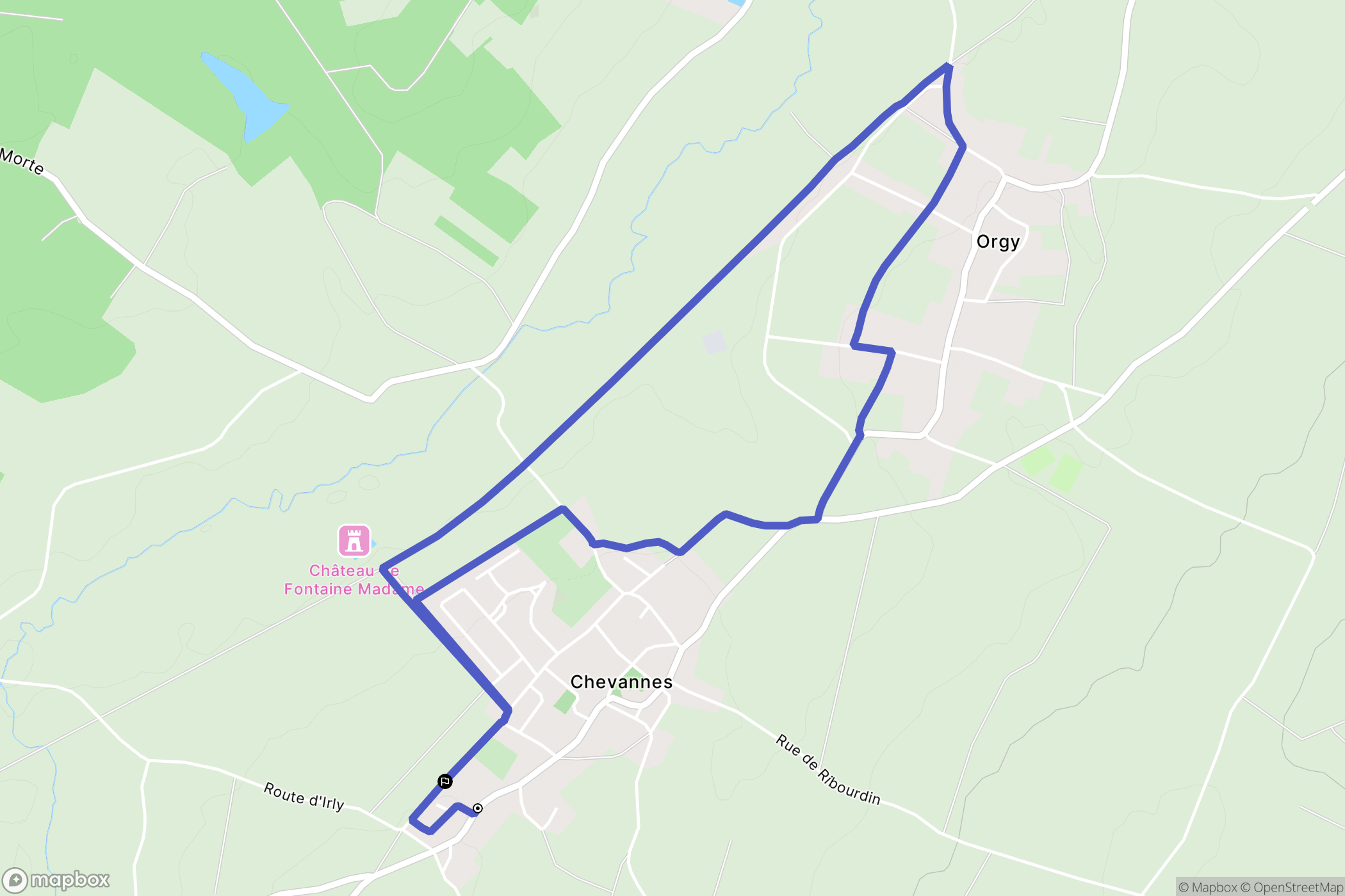 Chevannes : carte du parcours de randonnée - France