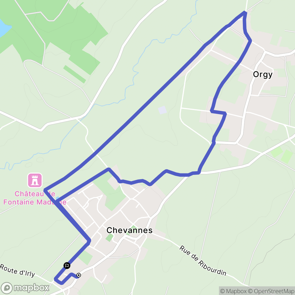 Chevannes : carte du parcours de randonnée - France