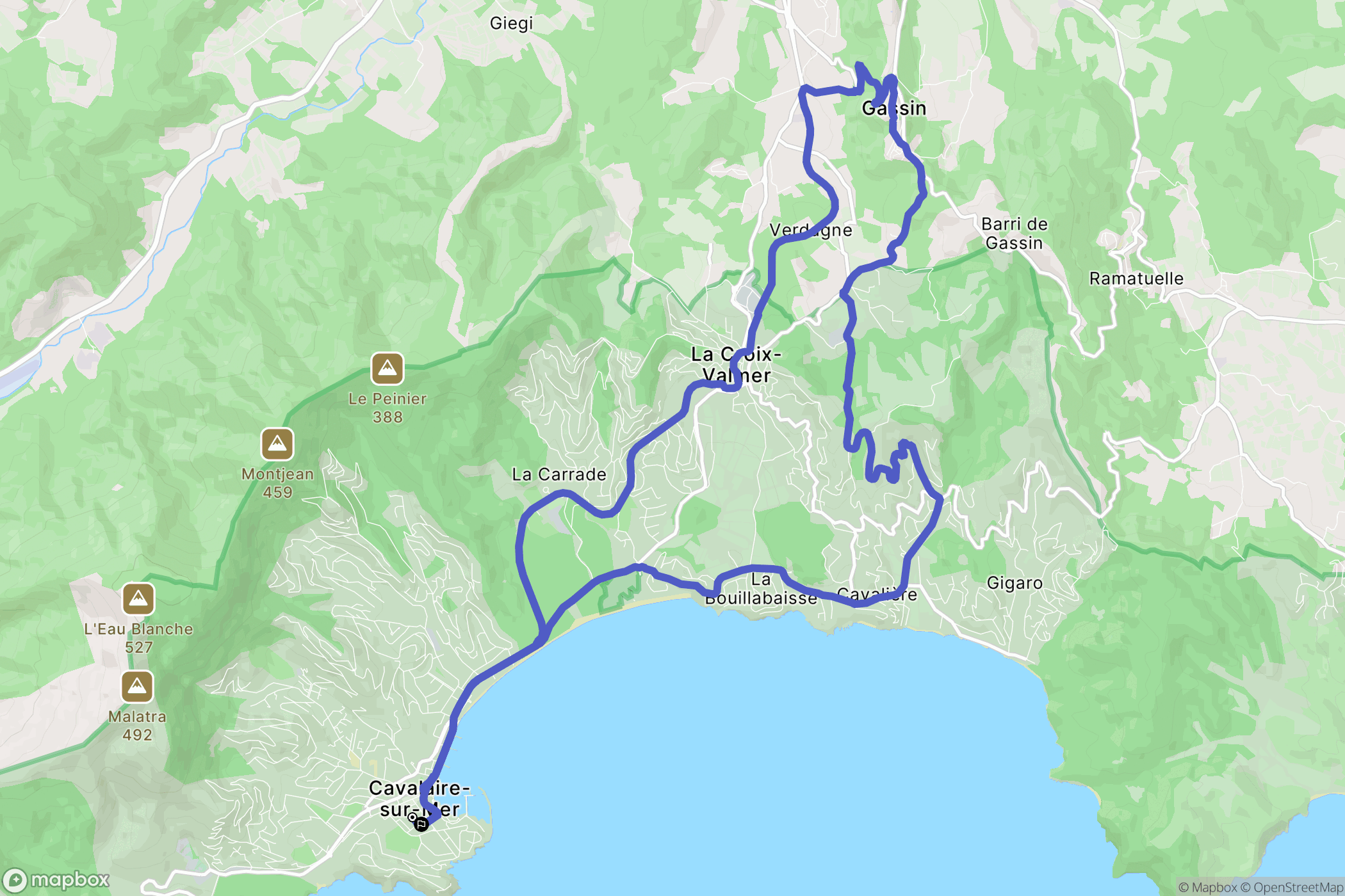 Cavalaire-sur-Mer : carte du parcours de randonnée - France