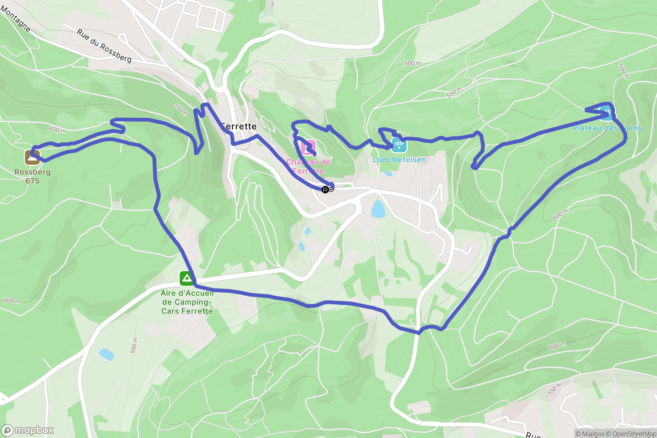 Ferrette : carte du parcours de randonnée - France