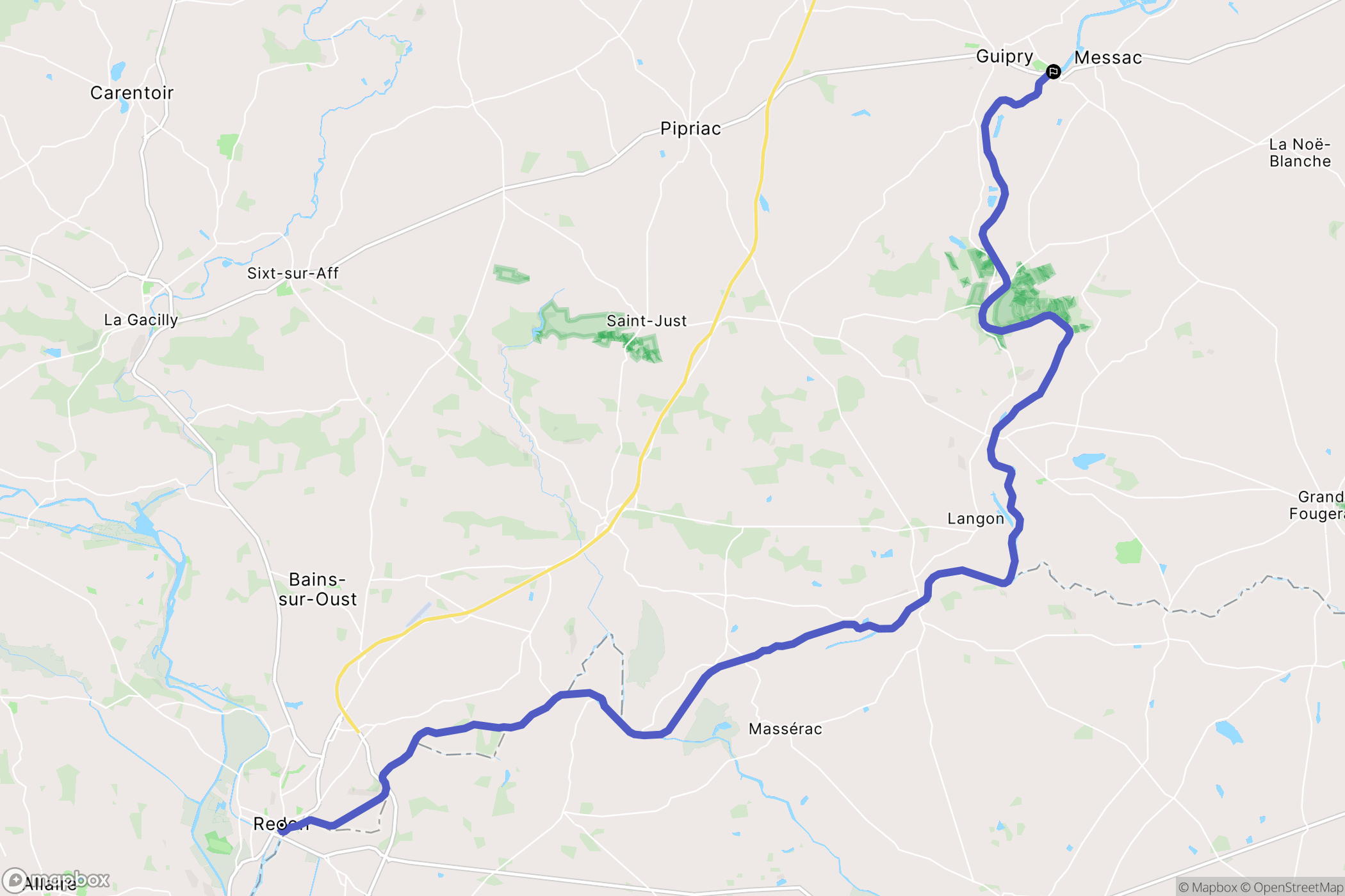 Redon : carte du parcours de randonnée - France