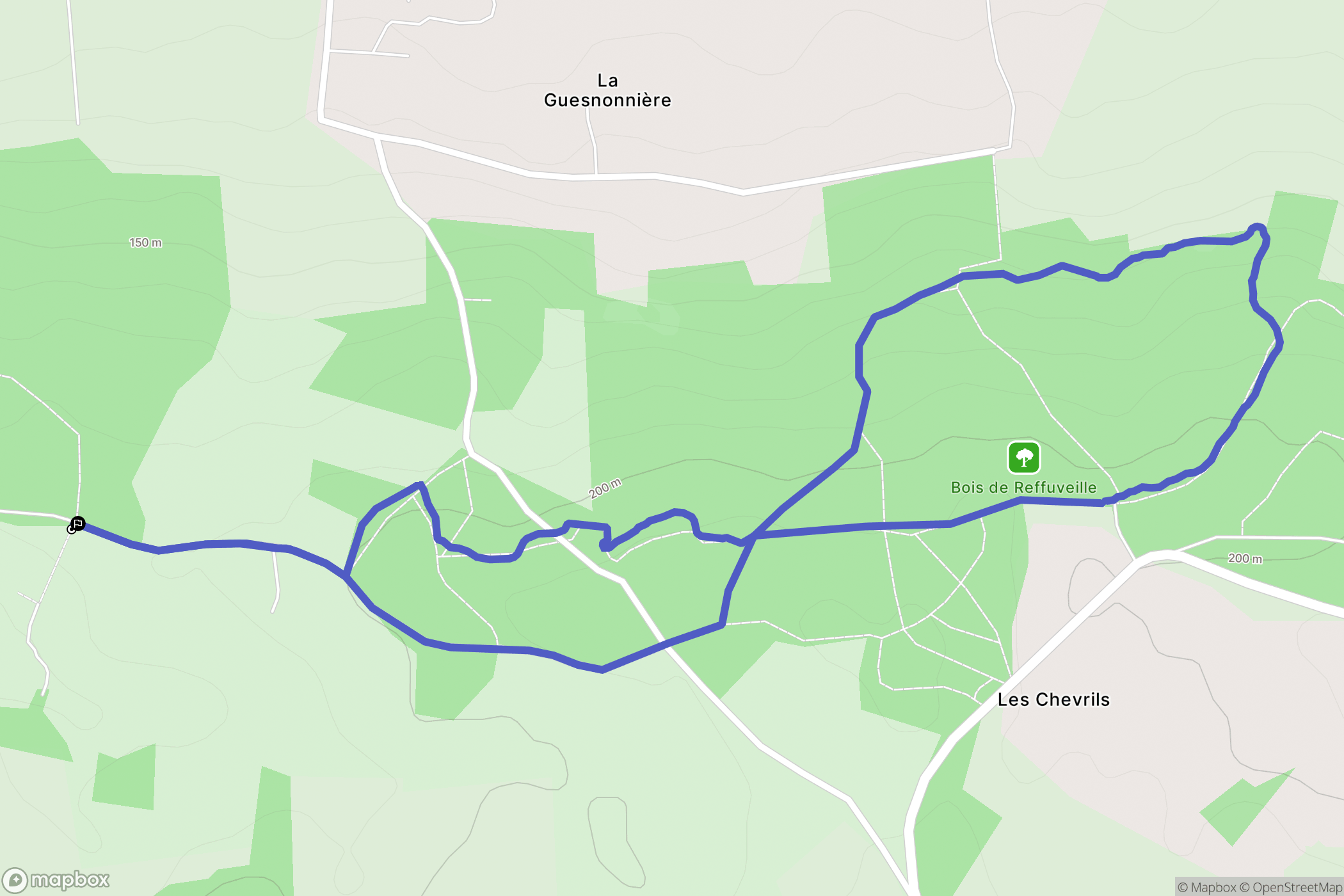 Reffuveille : carte du parcours de randonnée - France