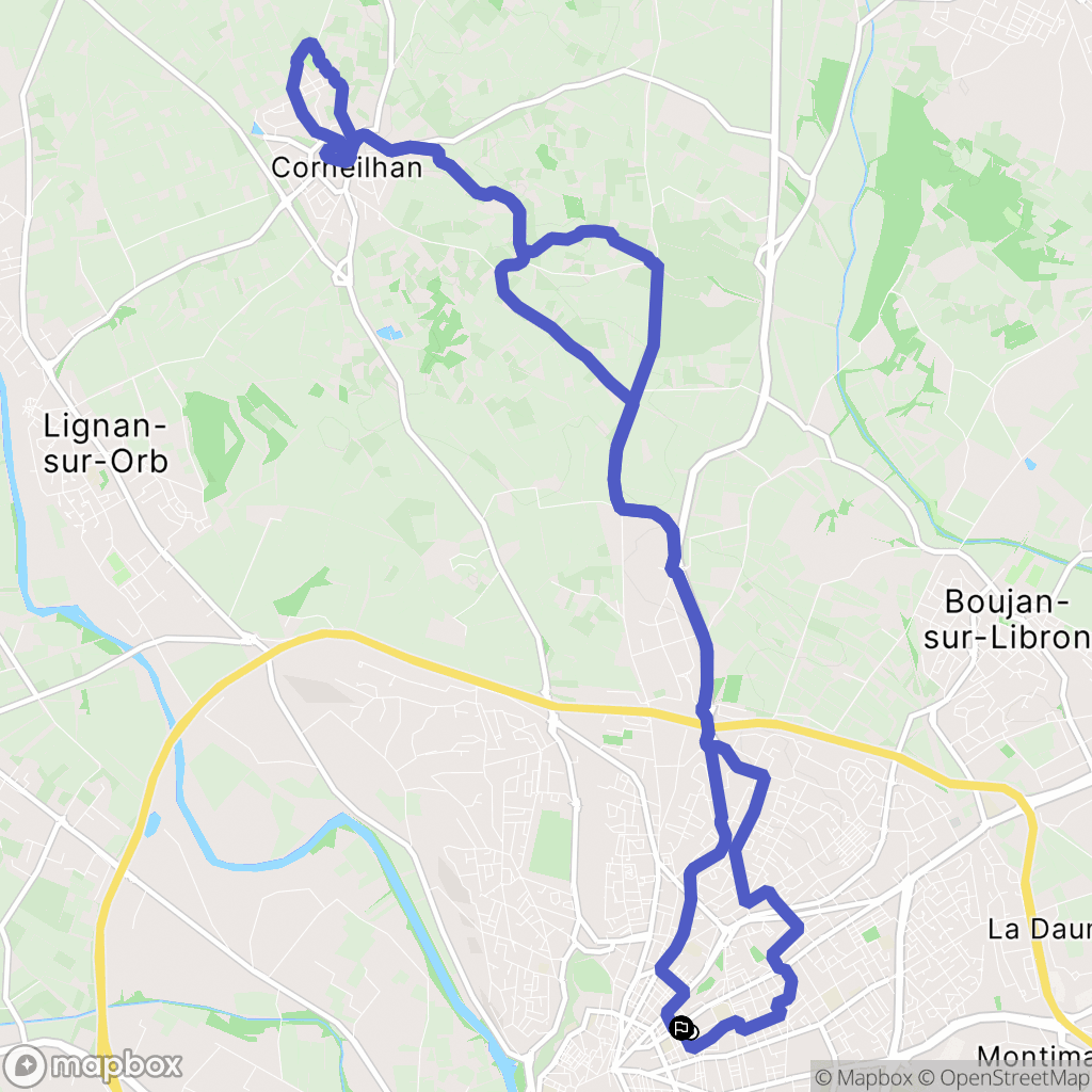 Béziers : carte du parcours de randonnée - France