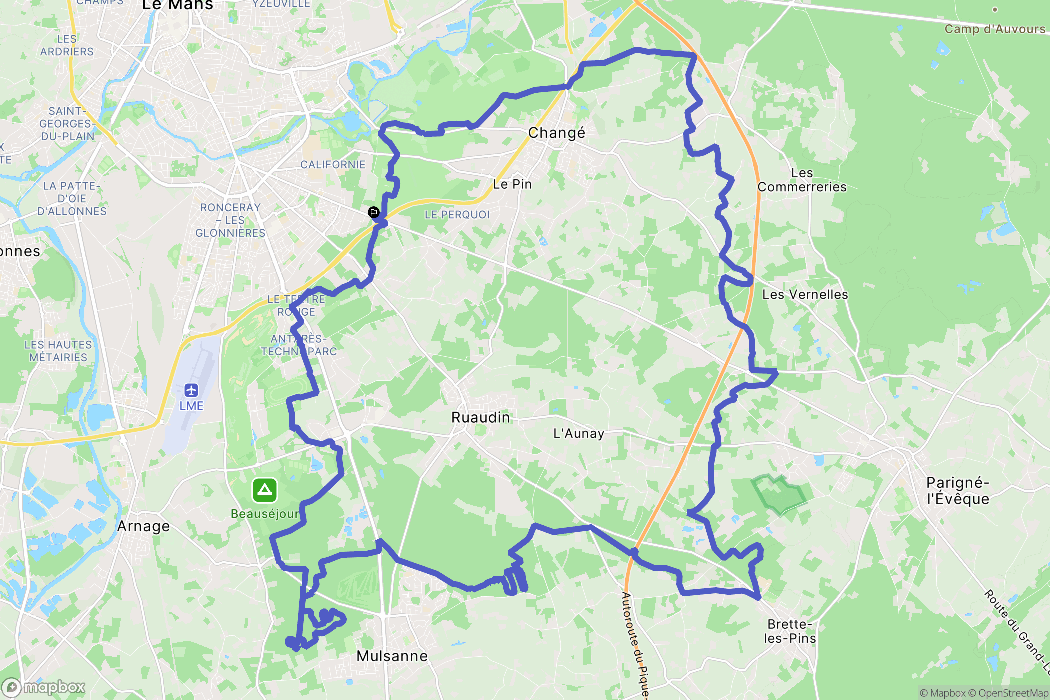 Le Mans : carte du parcours de randonnée - France