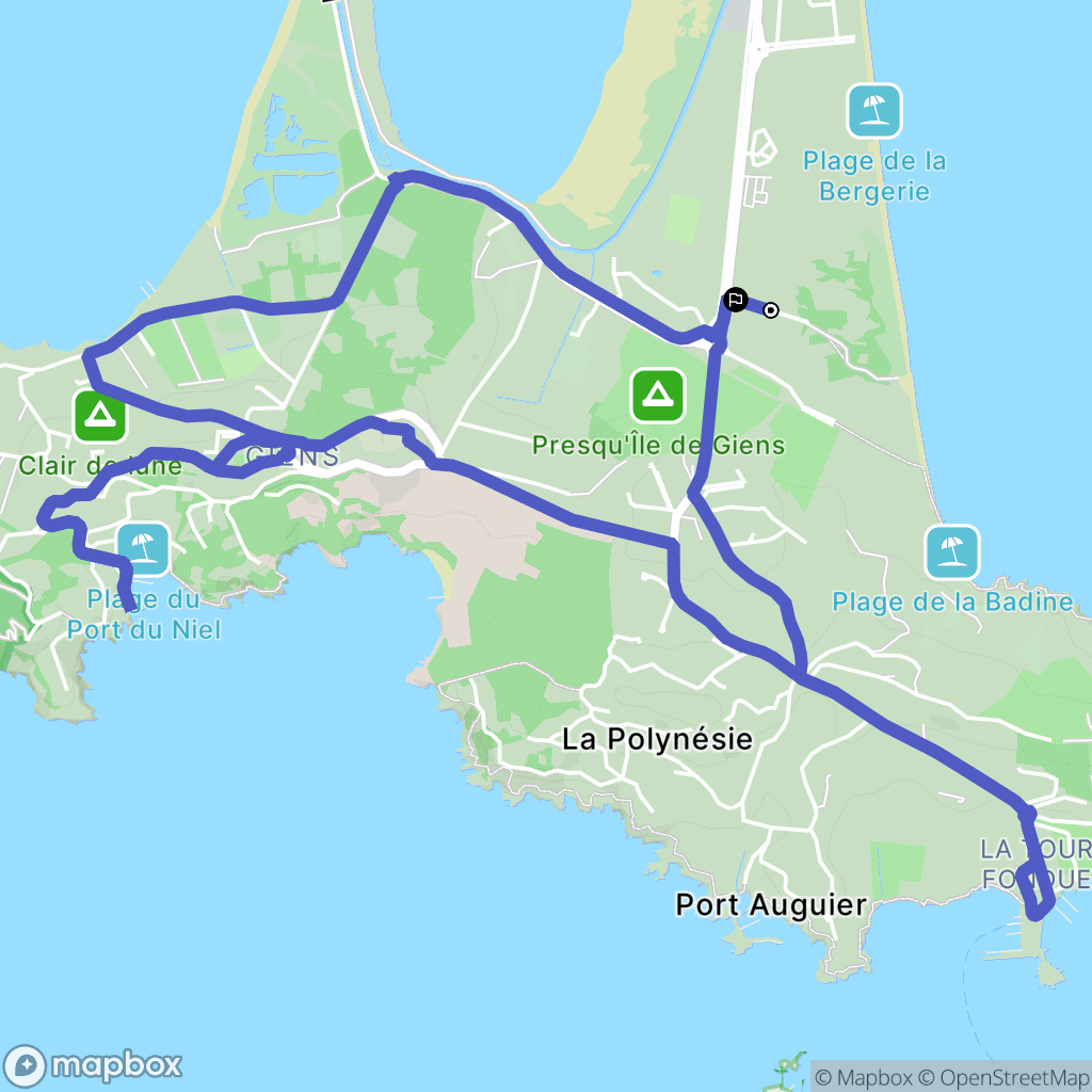 Hyères : carte du parcours de randonnée - France