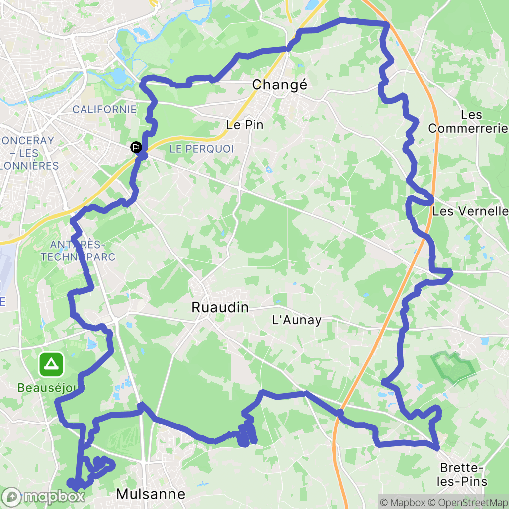 Le Mans : carte du parcours de randonnée - France