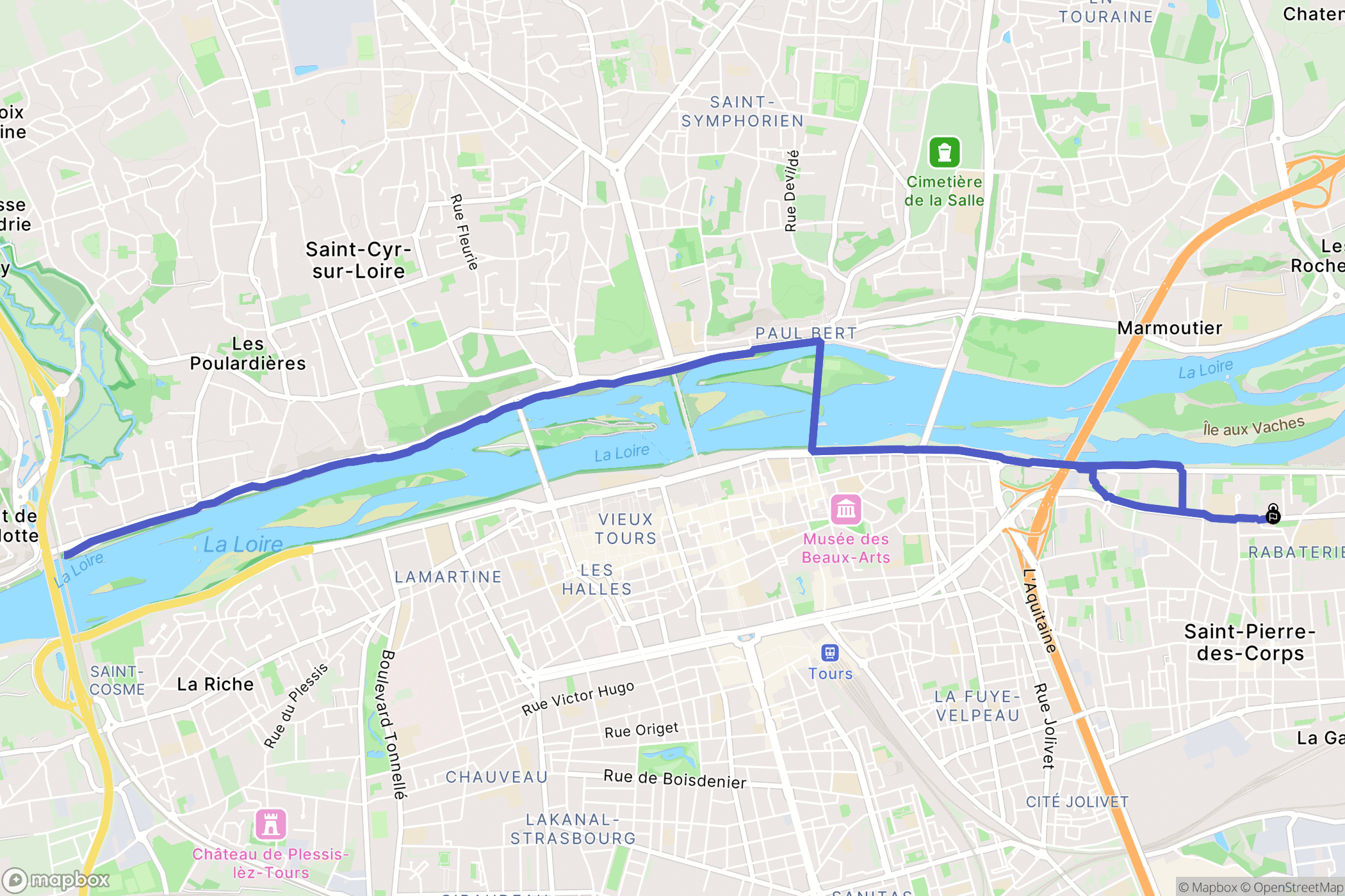 Saint-Pierre-des-Corps : carte du parcours de randonnée - France