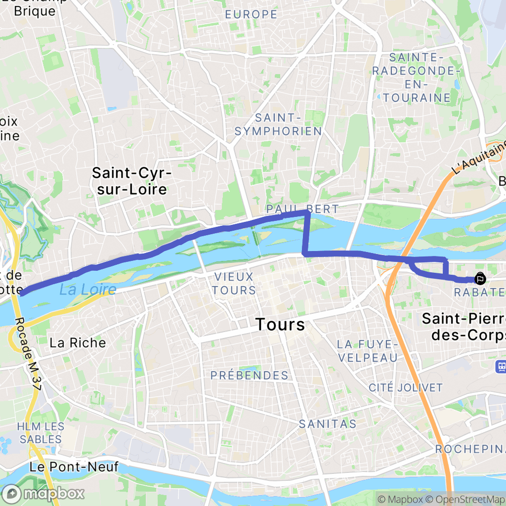Saint-Pierre-des-Corps : carte du parcours de randonnée - France