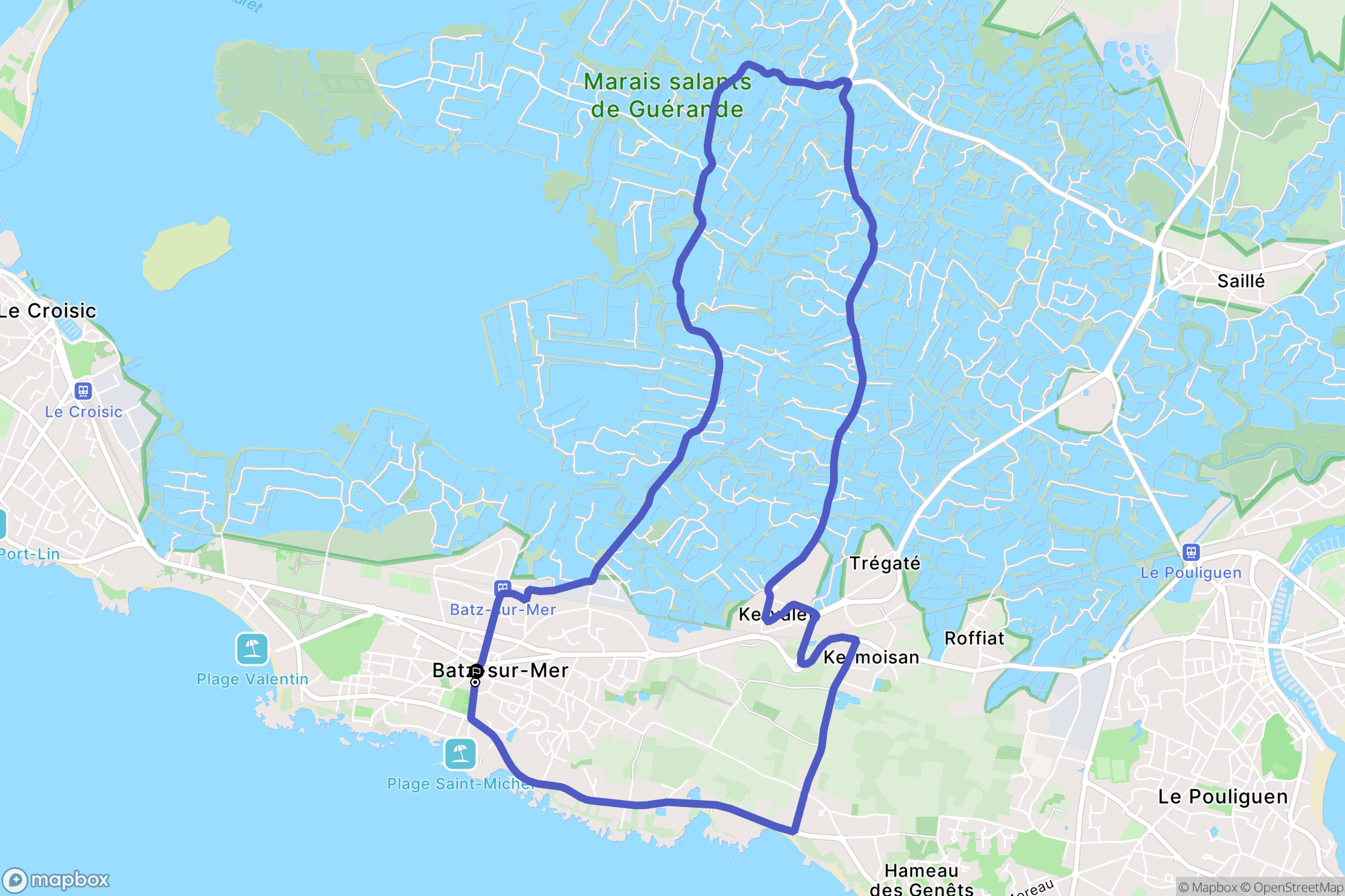 Batz-sur-Mer : carte du parcours de randonnée - France