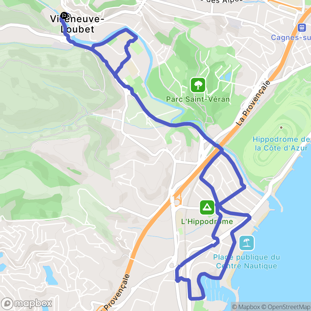 Villeneuve-Loubet : carte du parcours de randonnée - France