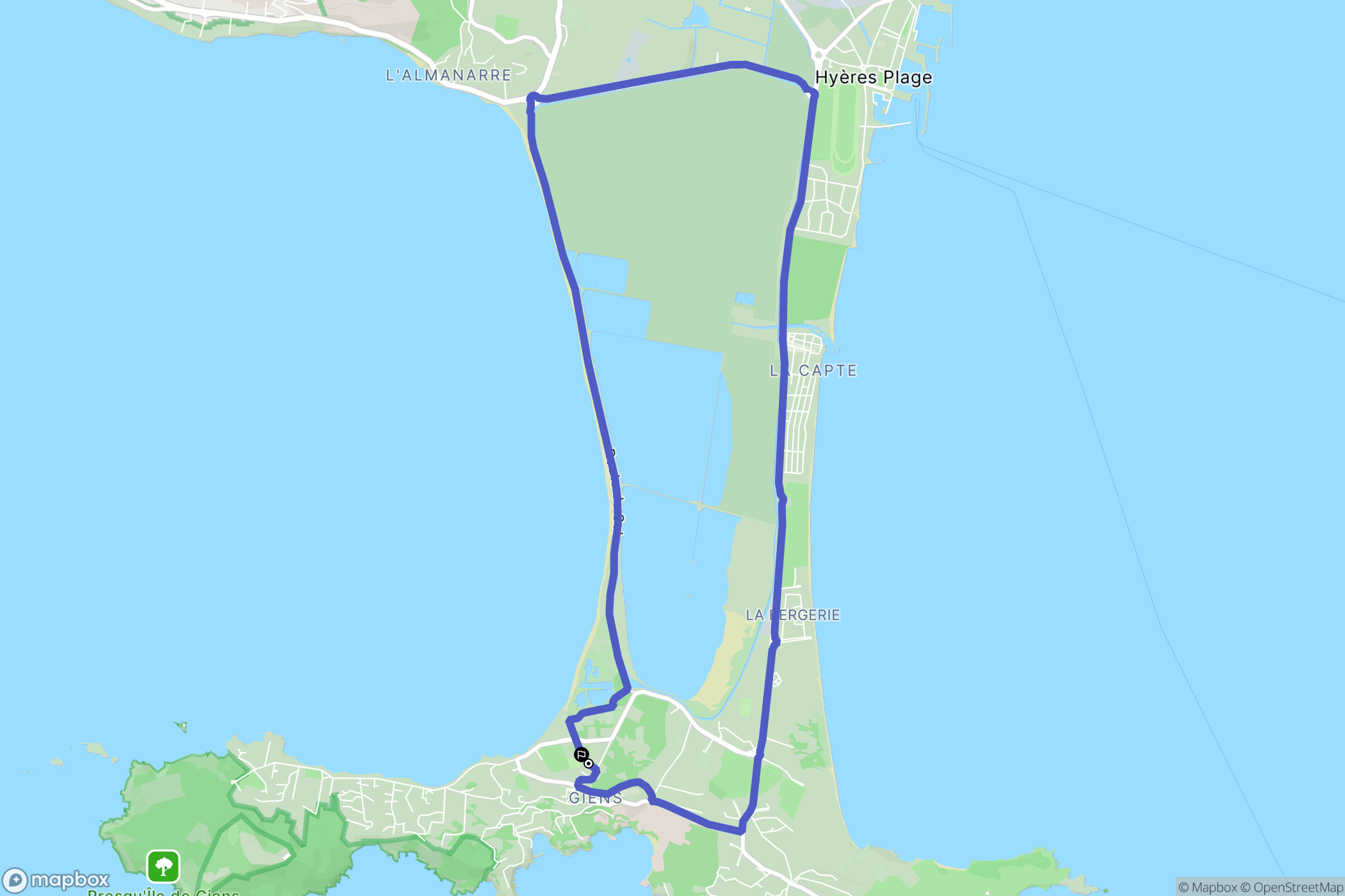 Hyères : carte du parcours de randonnée - France