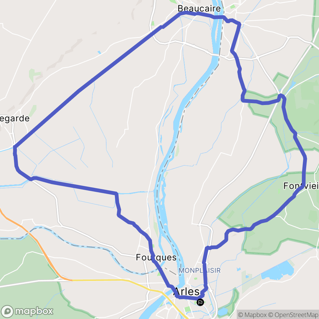 Arles : carte du parcours de randonnée - France