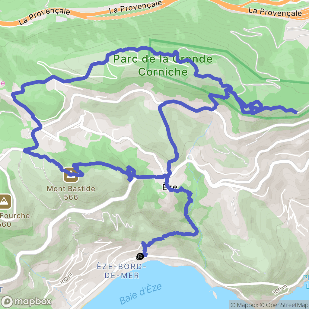 Èze : carte du parcours de randonnée - France