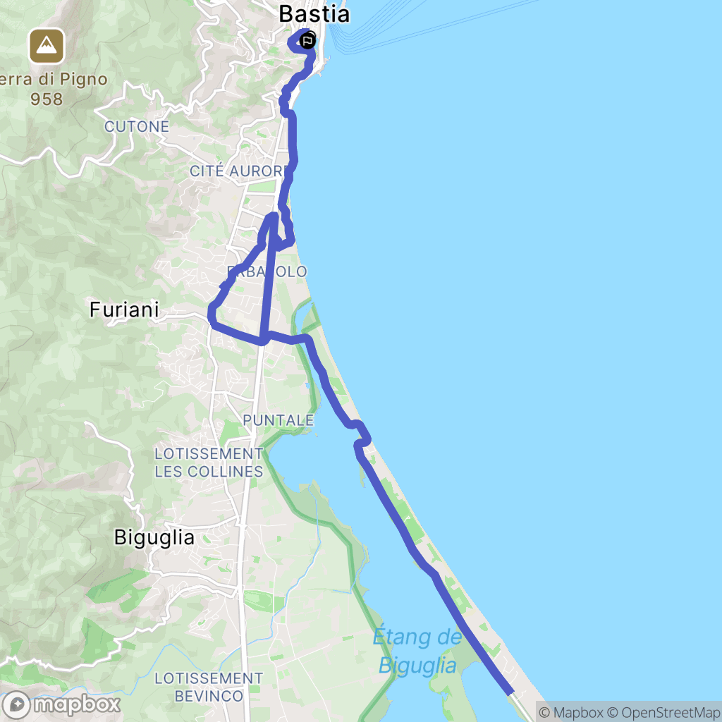Bastia : carte du parcours de randonnée - France