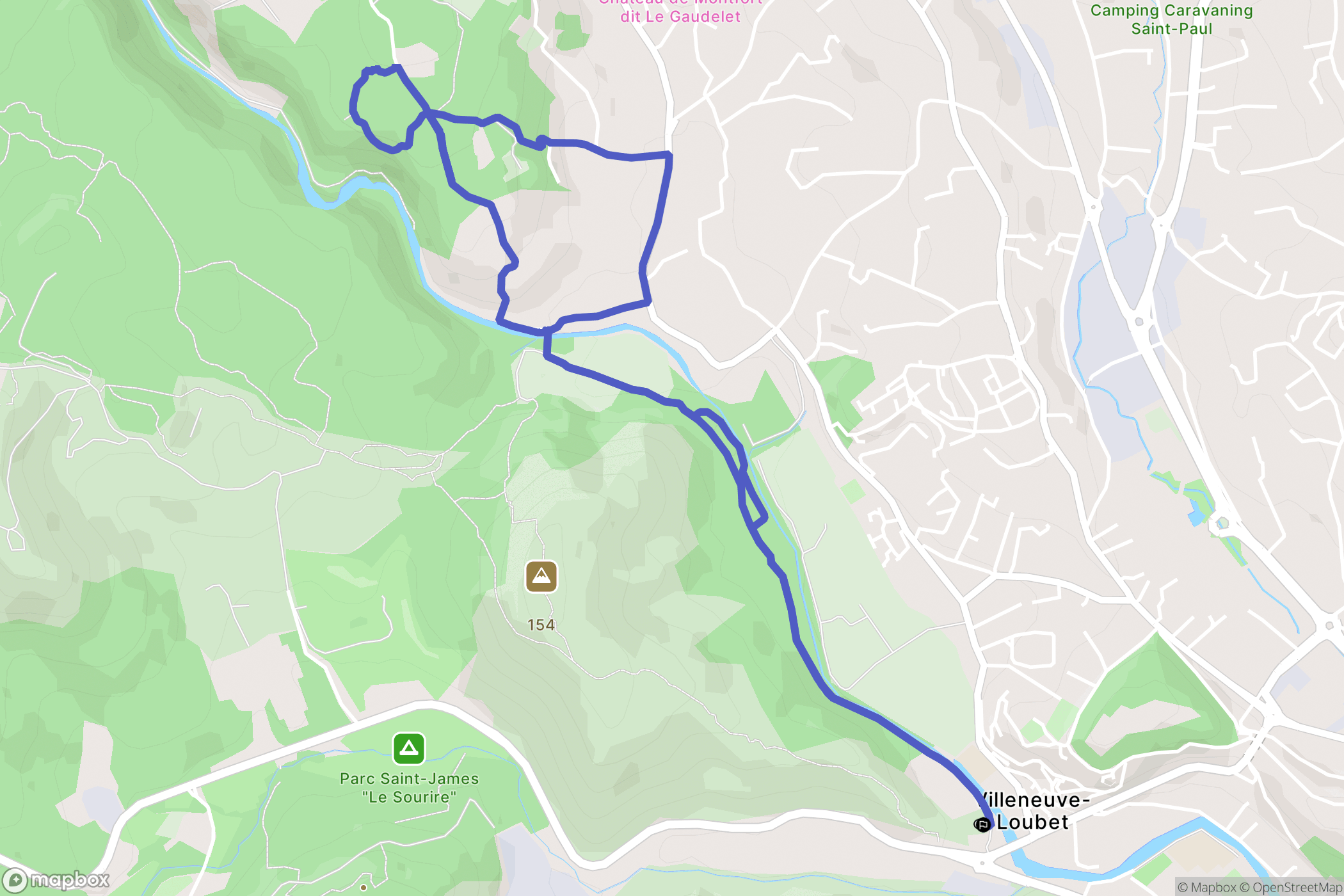 Villeneuve-Loubet : carte du parcours de randonnée - France