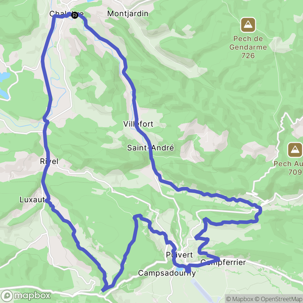 Chalabre : carte du parcours de randonnée - France