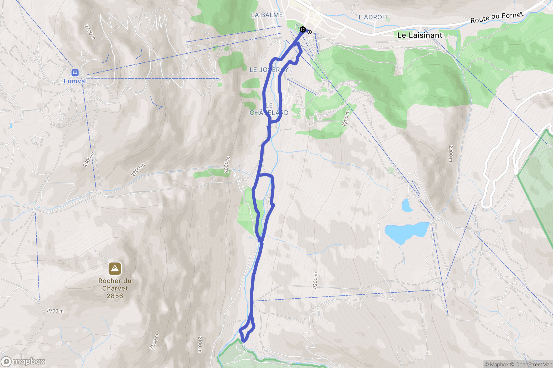 Val-d'Isère : carte du parcours de randonnée - France