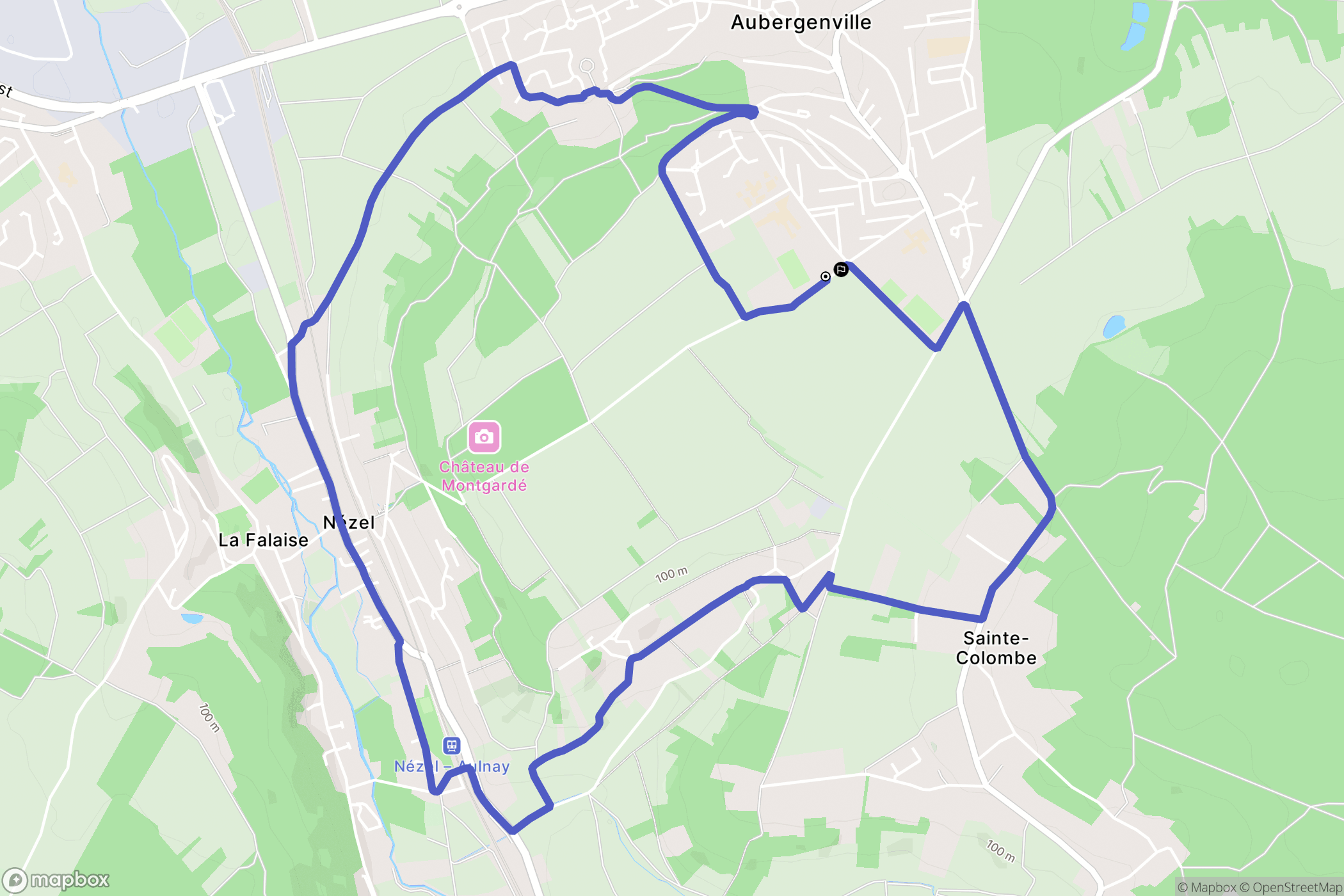 Aubergenville : carte du parcours de randonnée - France