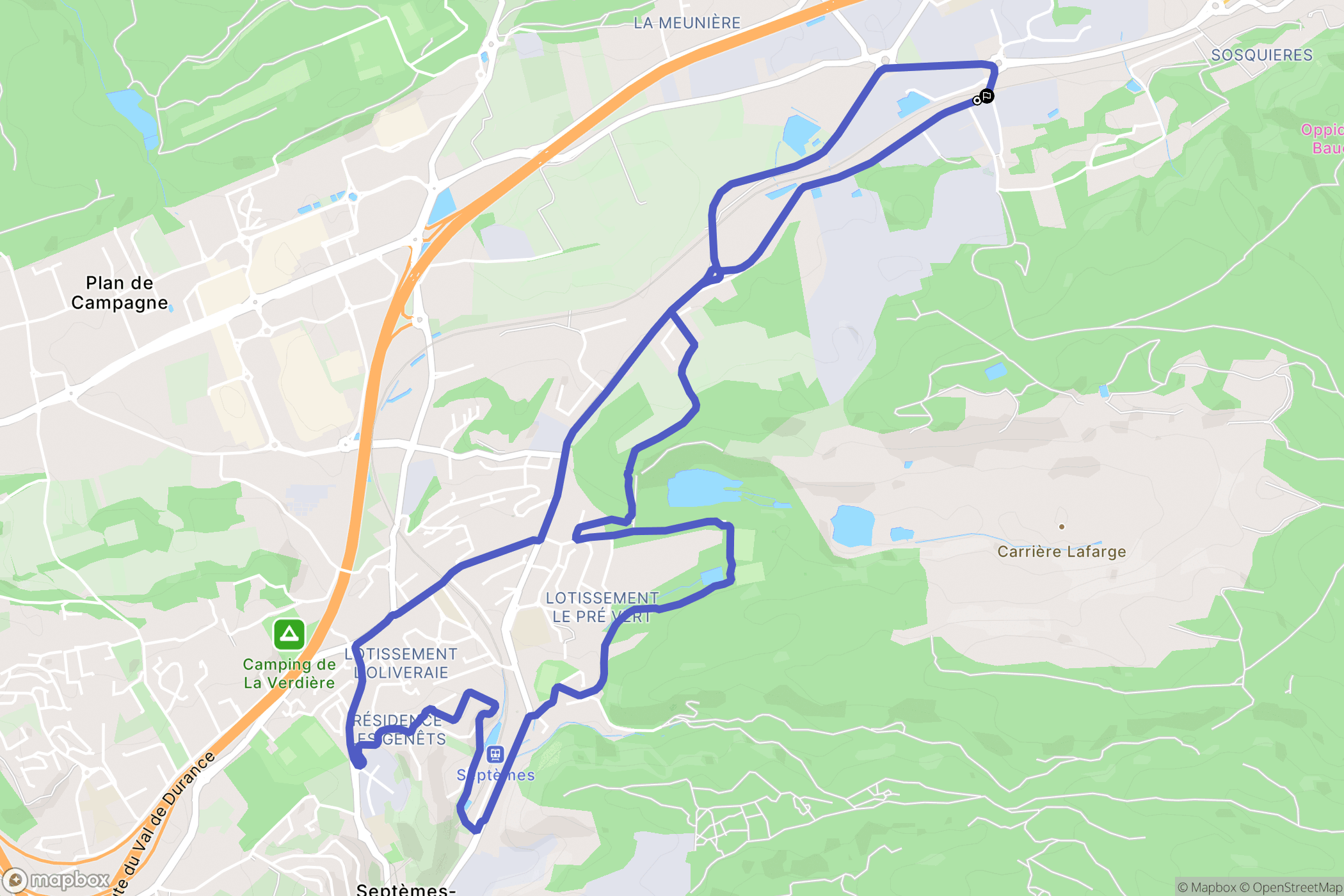 Bouc-Bel-Air : carte du parcours de randonnée - France