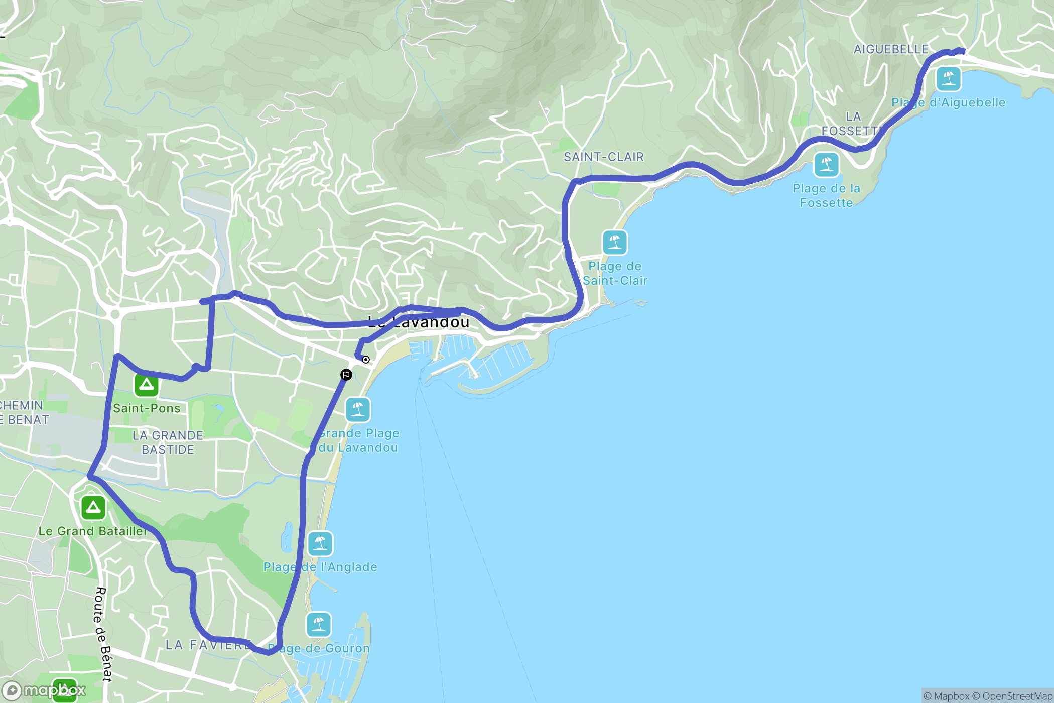 Le Lavandou : carte du parcours de randonnée - France