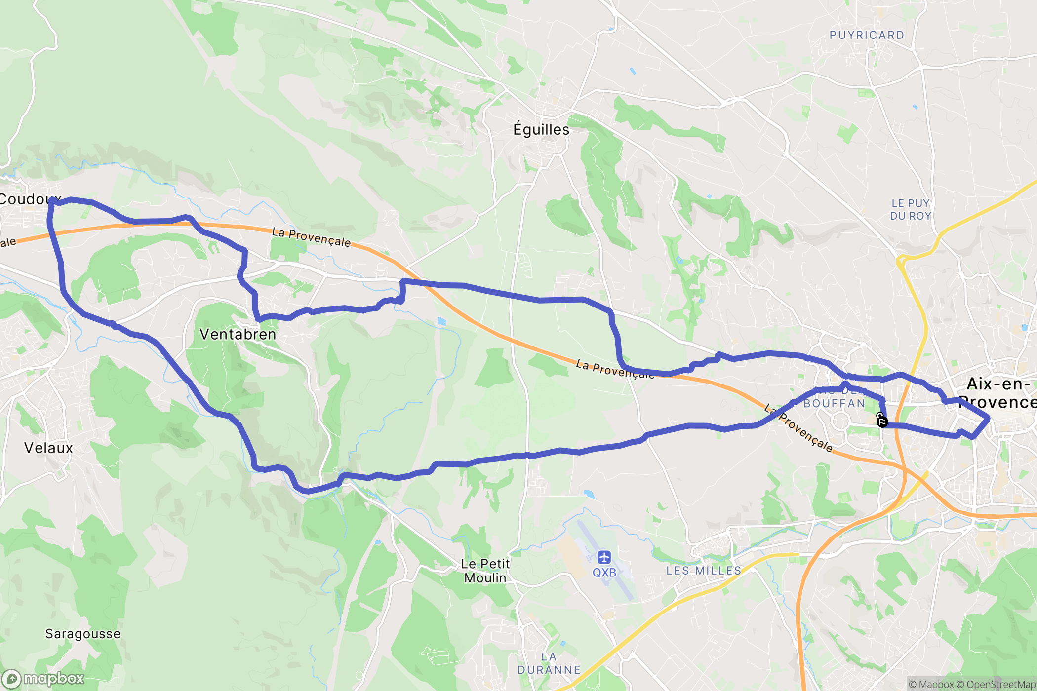 Aix-en-Provence : carte du parcours de randonnée - France