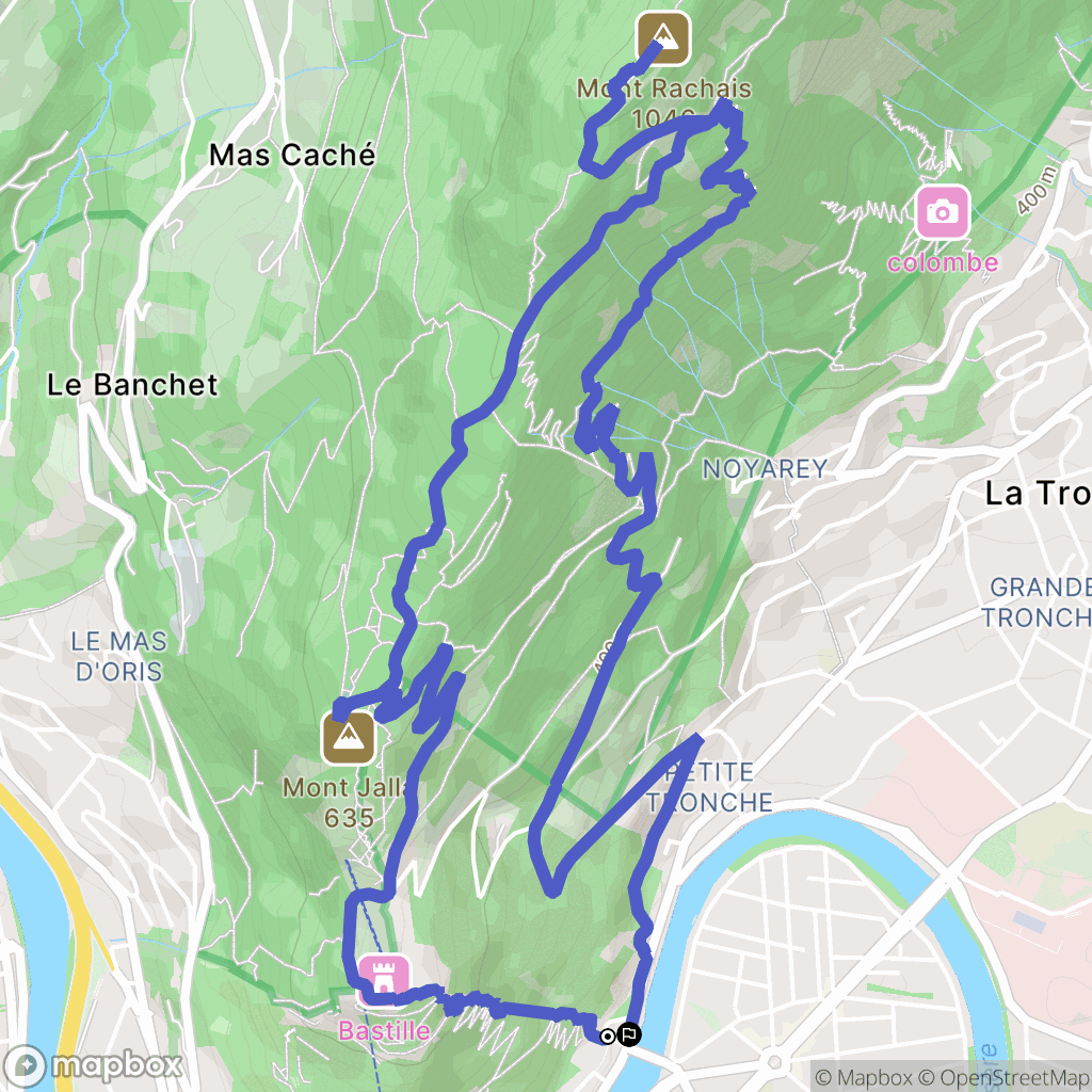 Grenoble : carte du parcours de randonnée - France