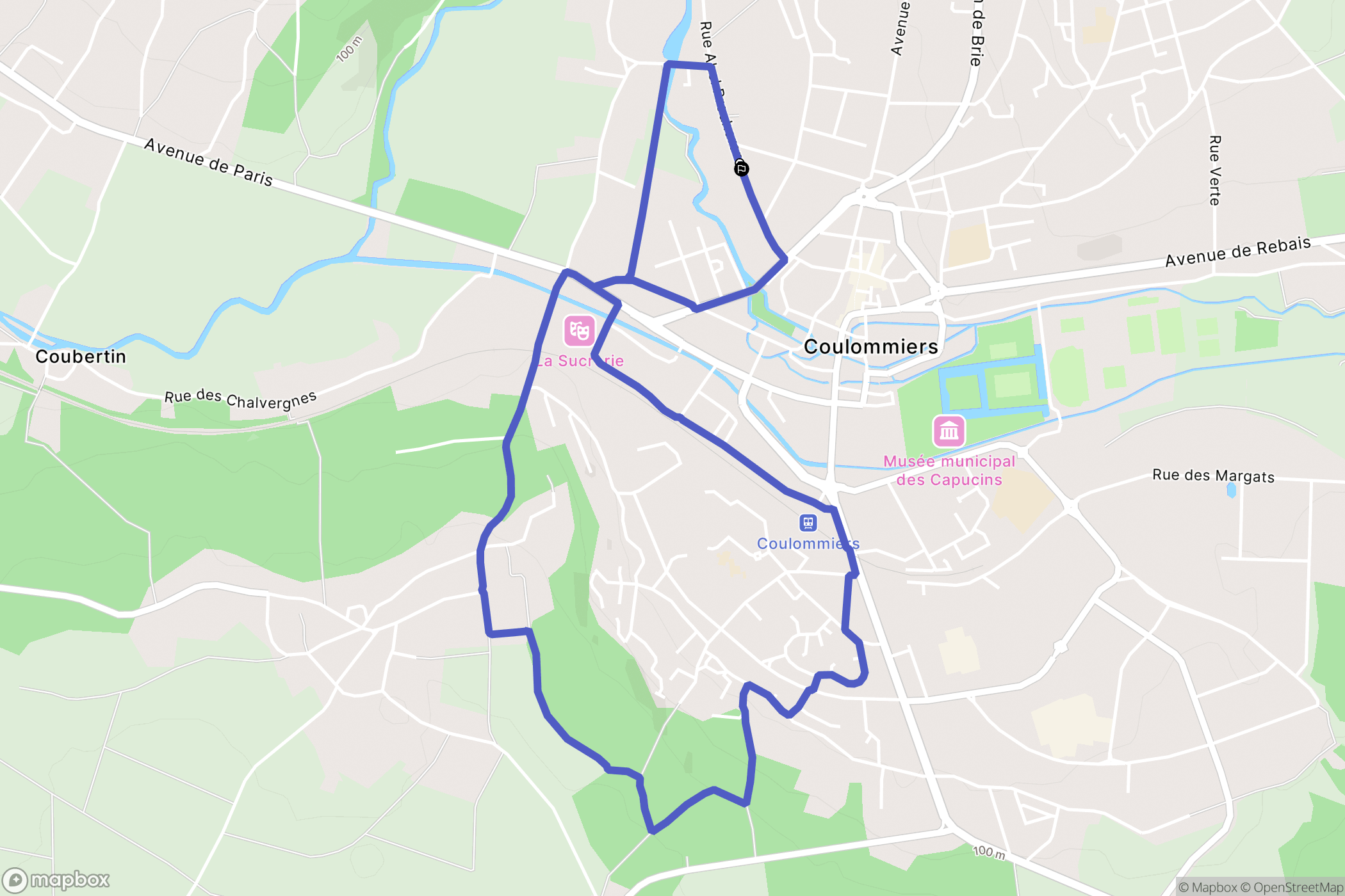 Coulommiers : carte du parcours de randonnée - France