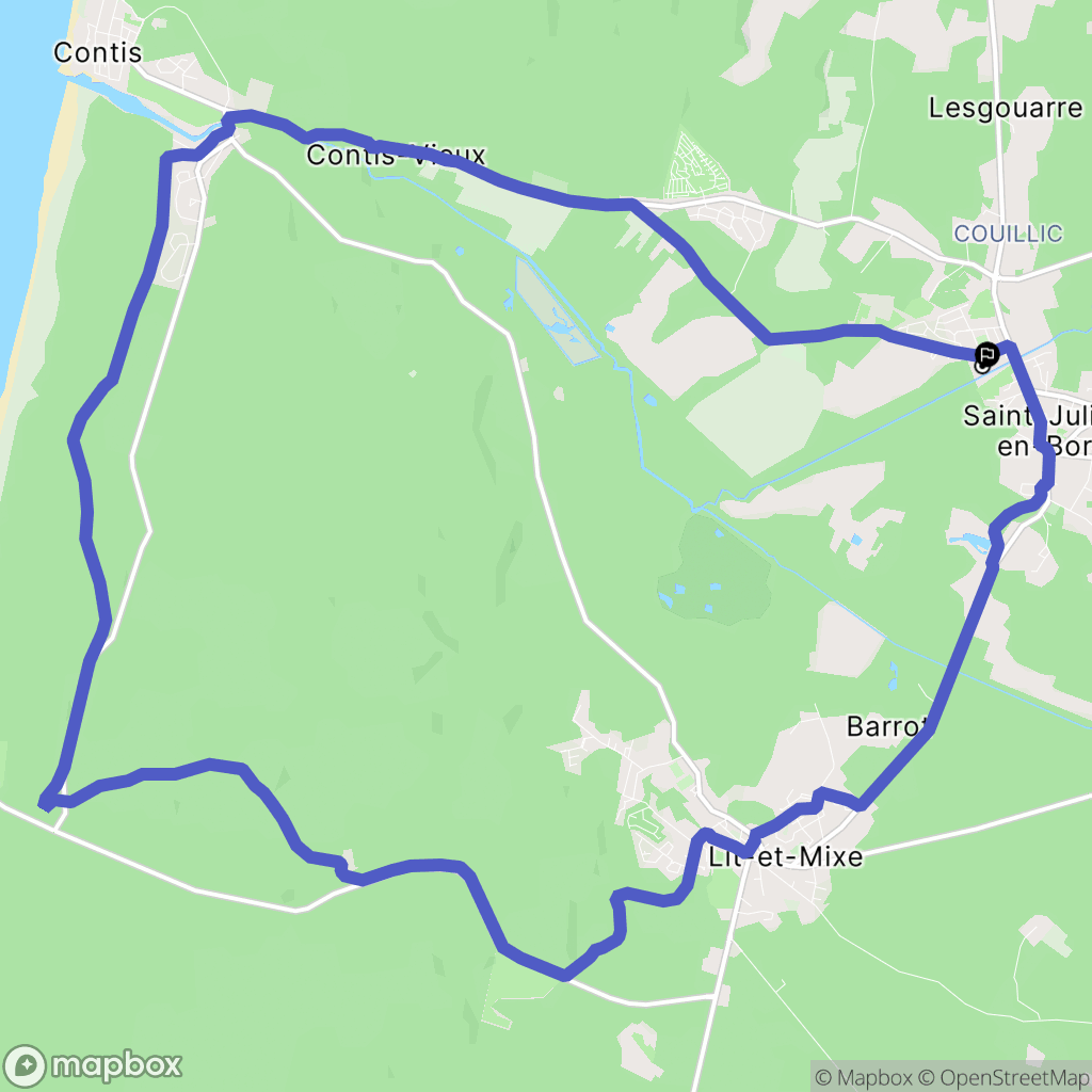 Saint-Julien-en-Born : carte du parcours de randonnée - France