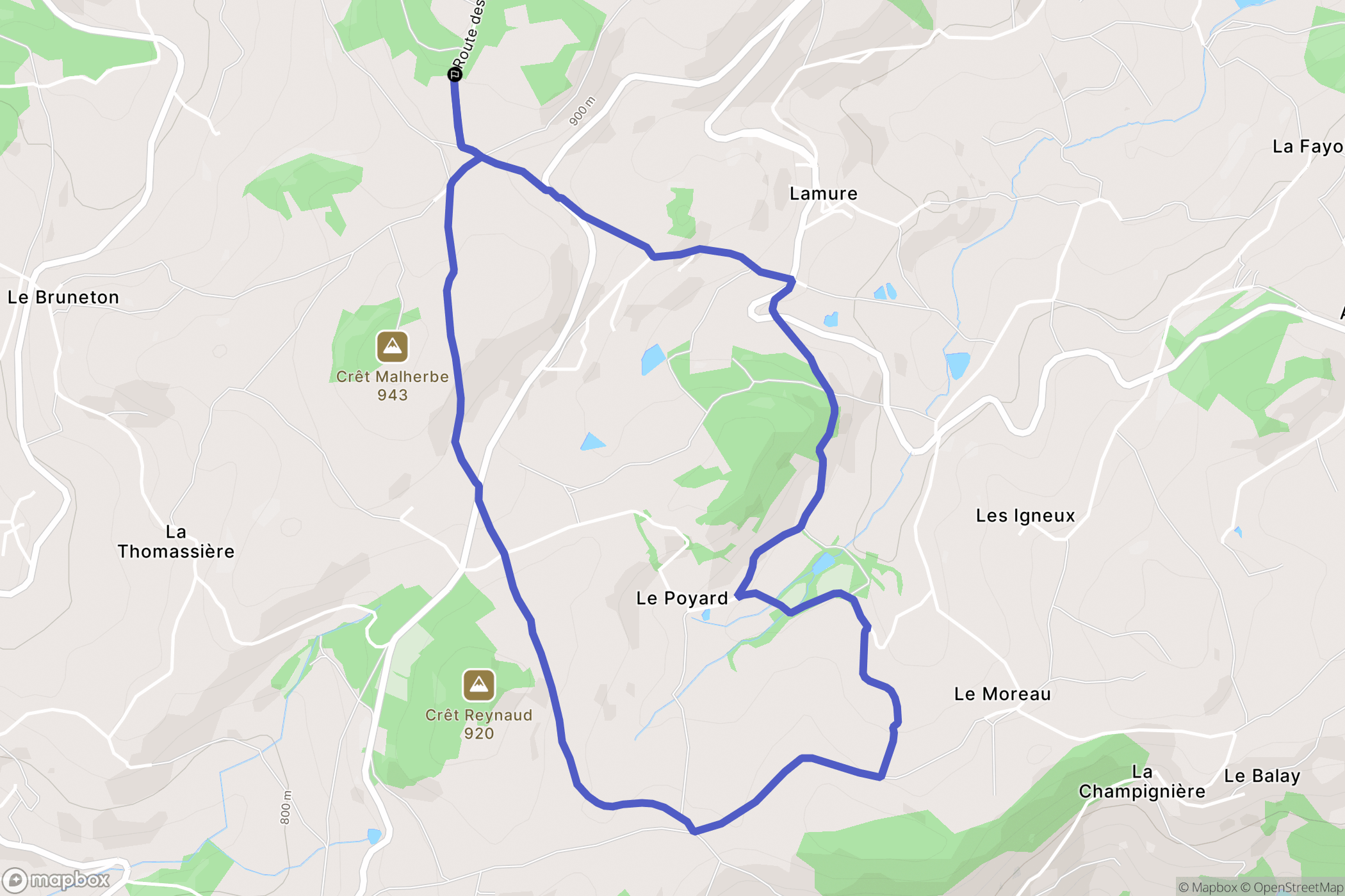 Larajasse : carte du parcours de randonnée - France