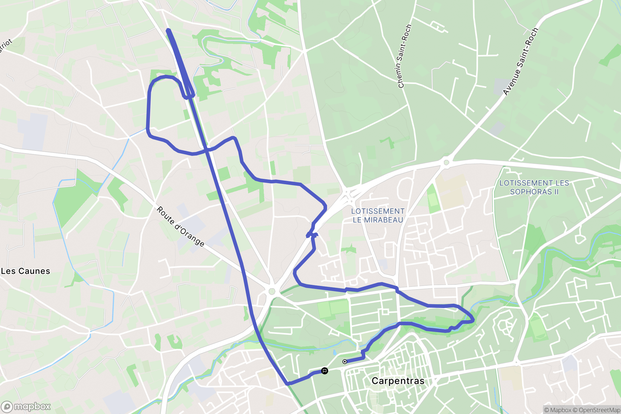 Carpentras : carte du parcours de randonnée - France