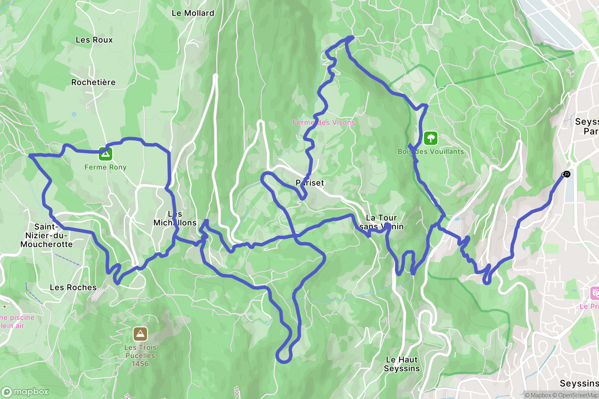 Seyssinet-Pariset : carte du parcours de randonnée - France
