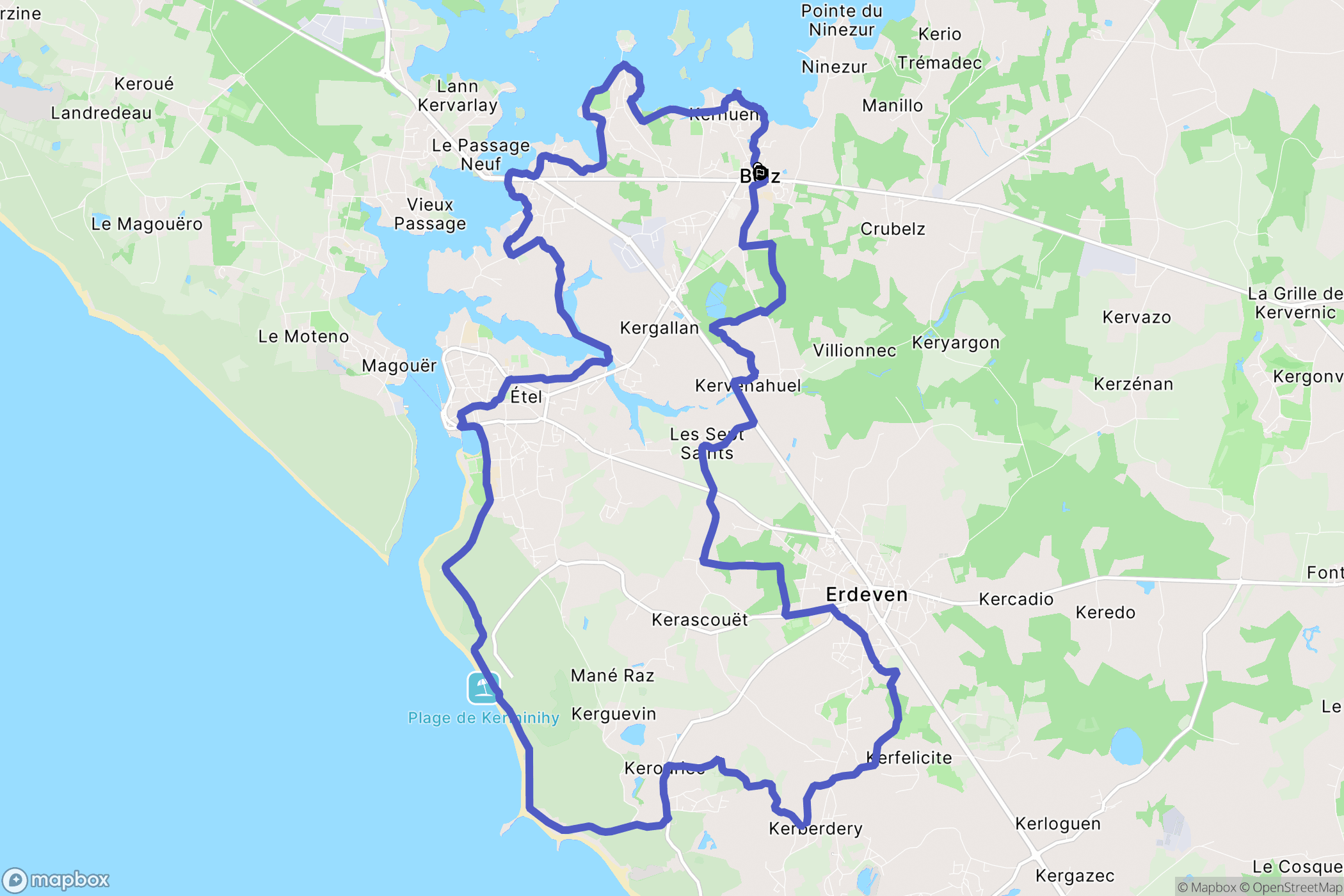 Belz : carte du parcours de randonnée - France
