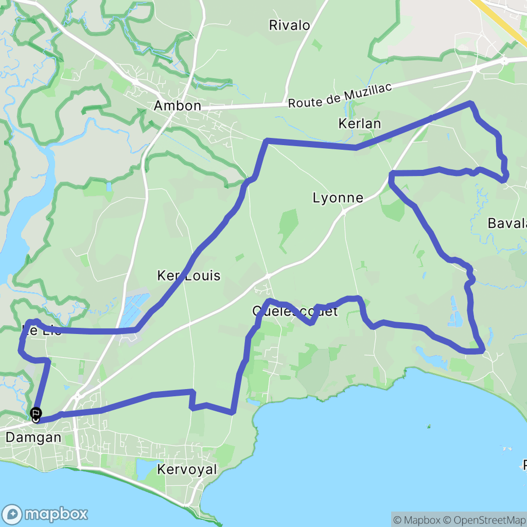 Damgan : carte du parcours de randonnée - France