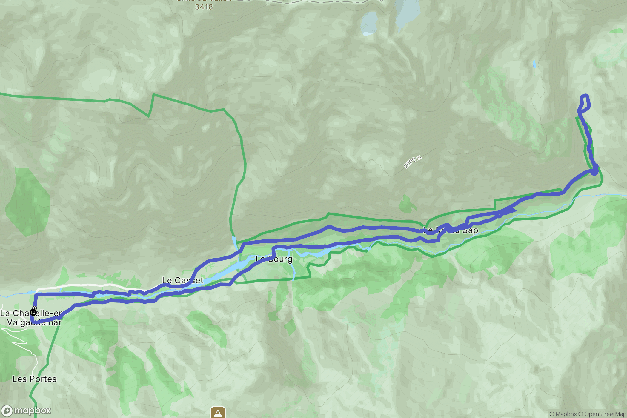 La Chapelle-en-Valgaudémar : carte du parcours de randonnée - France