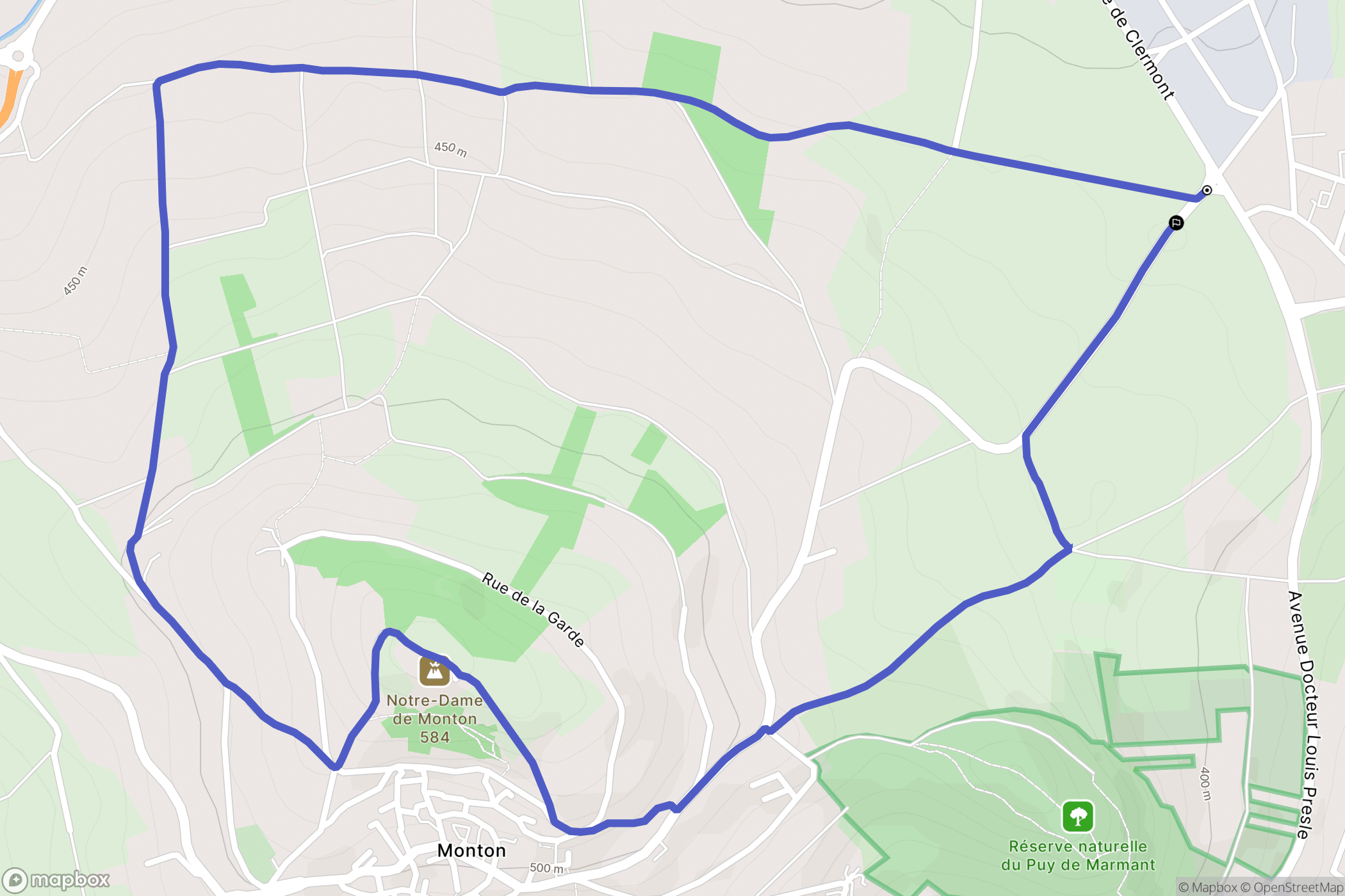 Veyre-Monton : carte du parcours de randonnée - France