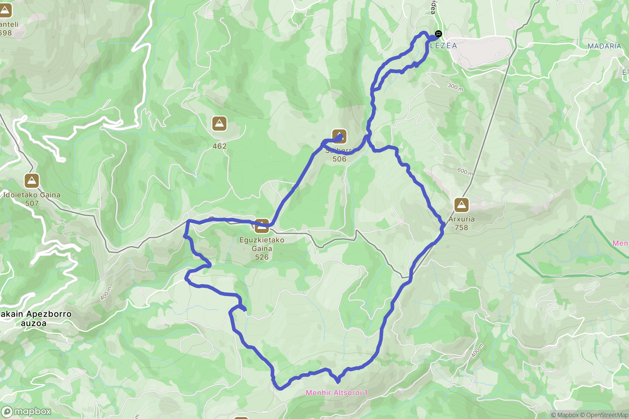 Sare : carte du parcours de randonnée - France