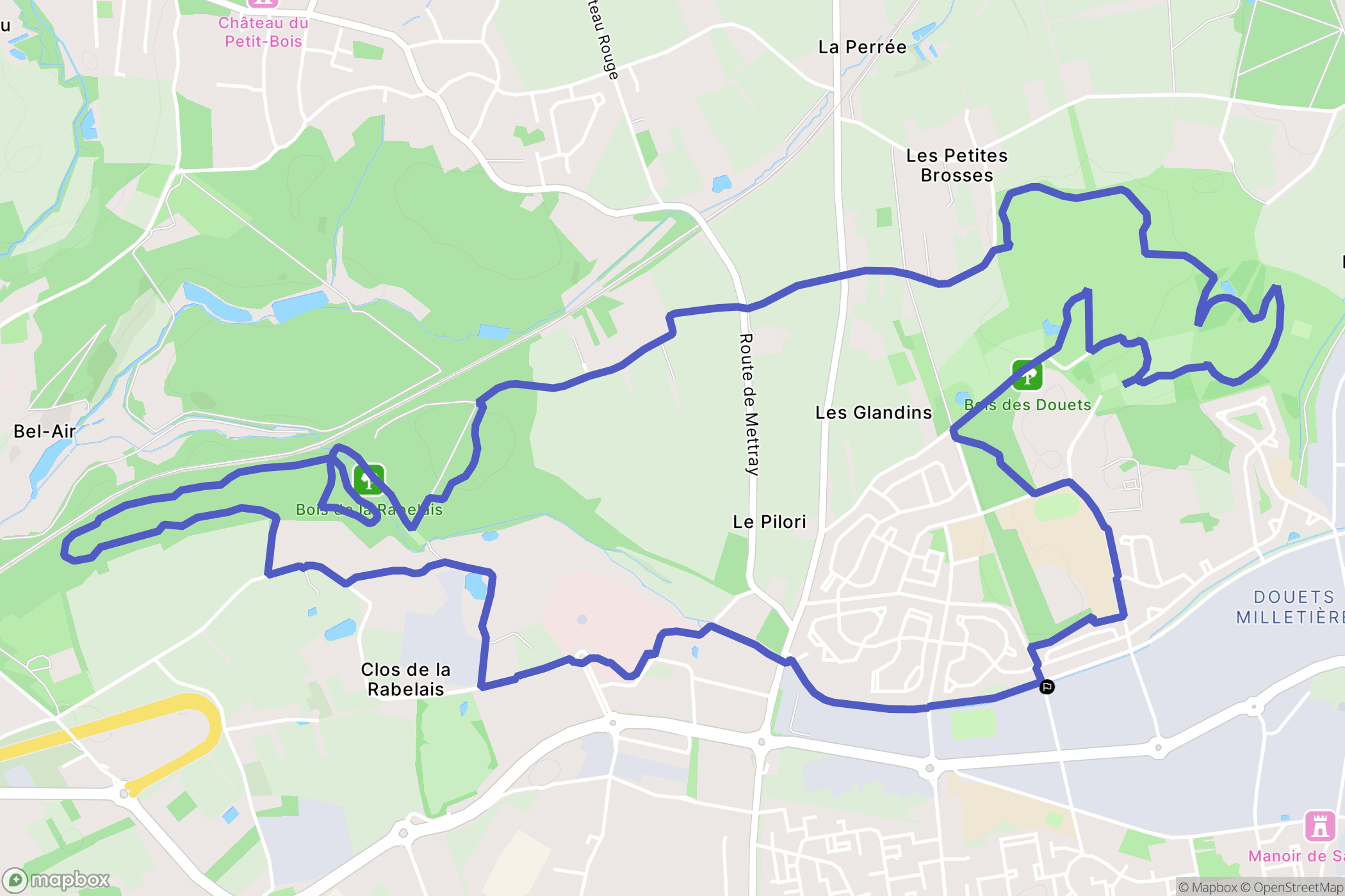 Tours : carte du parcours de randonnée - France