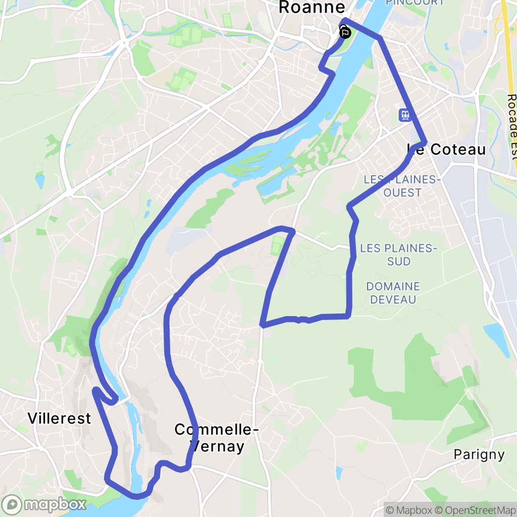 Roanne : carte du parcours de randonnée - France