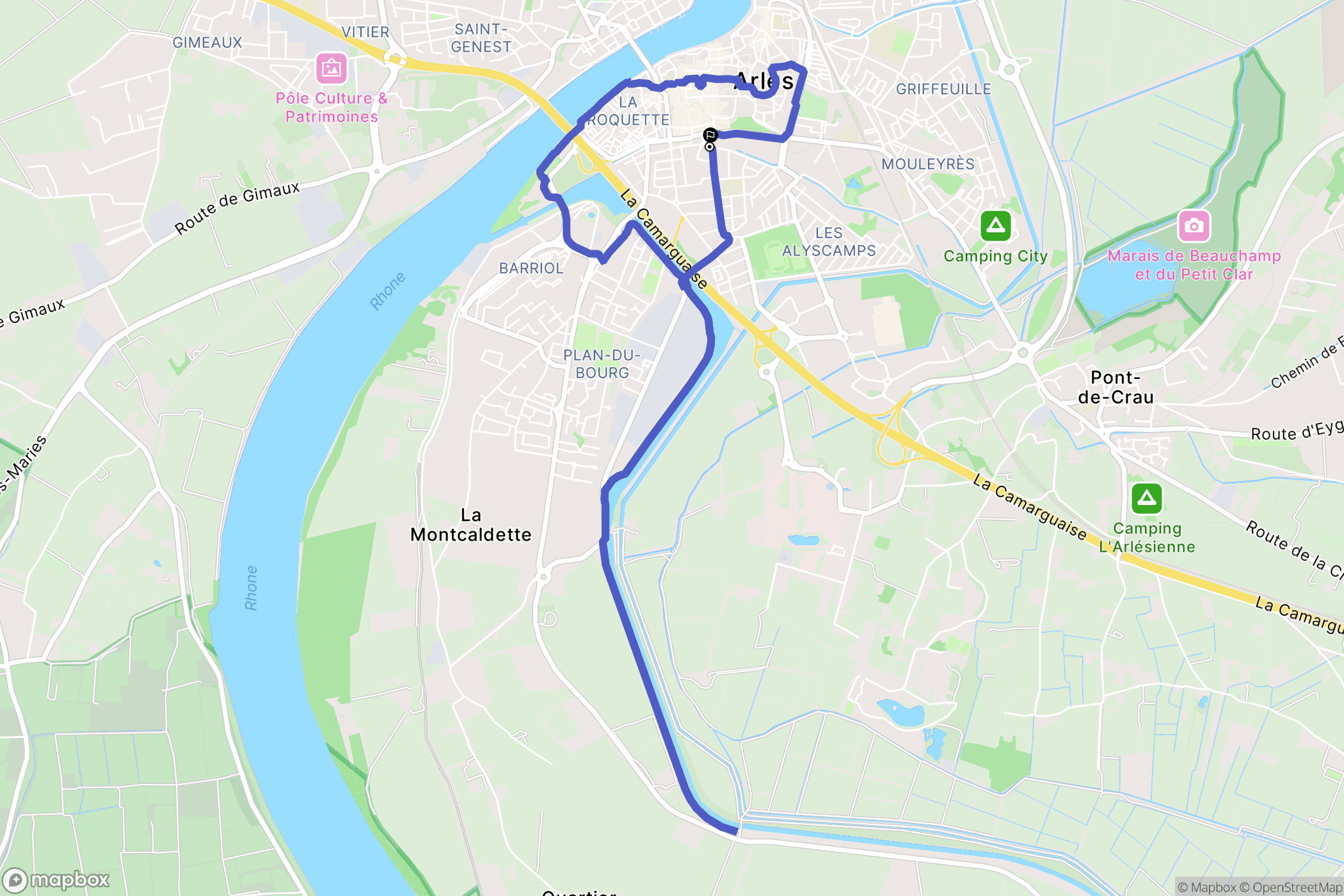 Arles : carte du parcours de randonnée - France