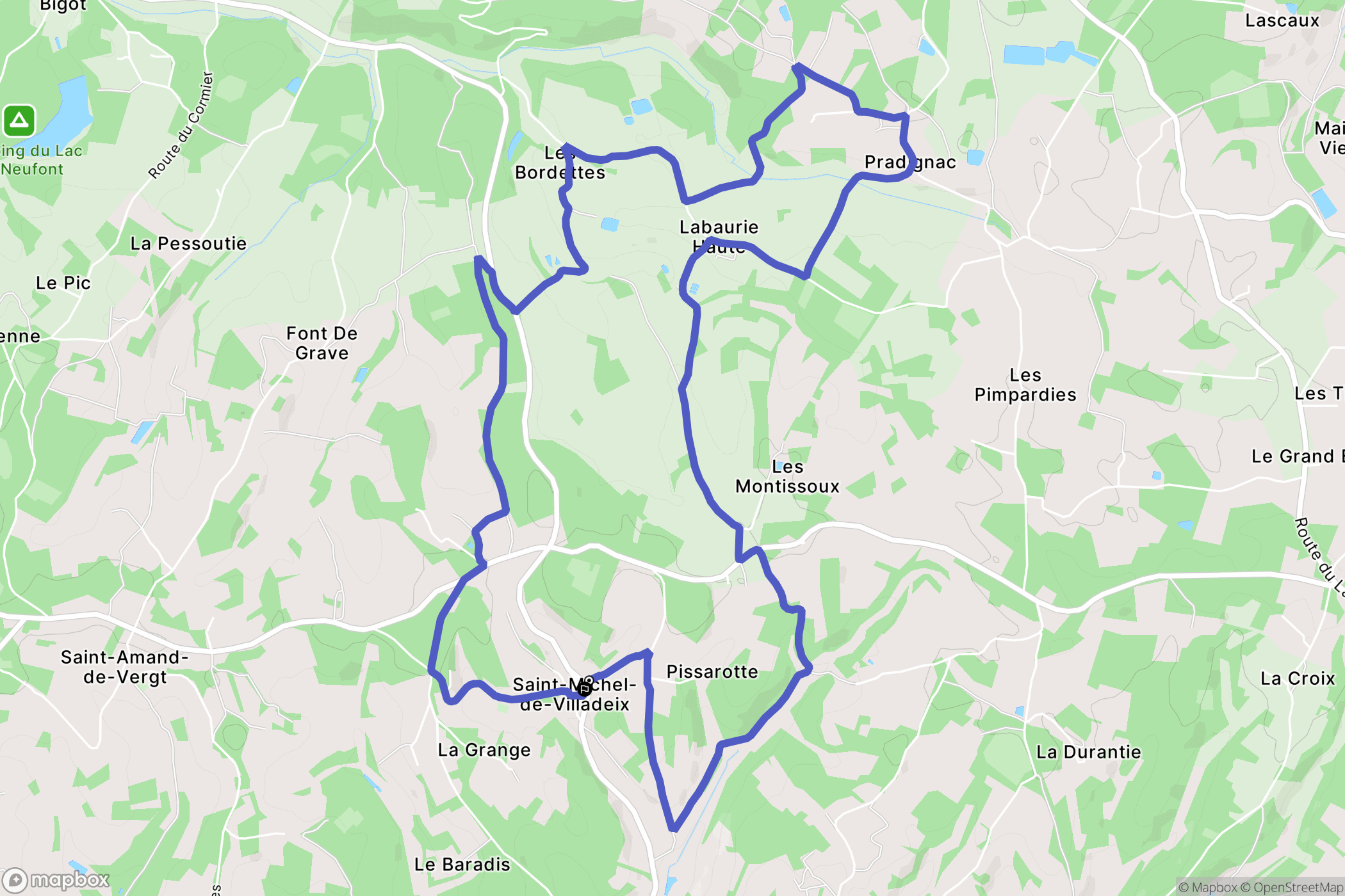 Saint-Michel-de-Villadeix : carte du parcours de randonnée - France