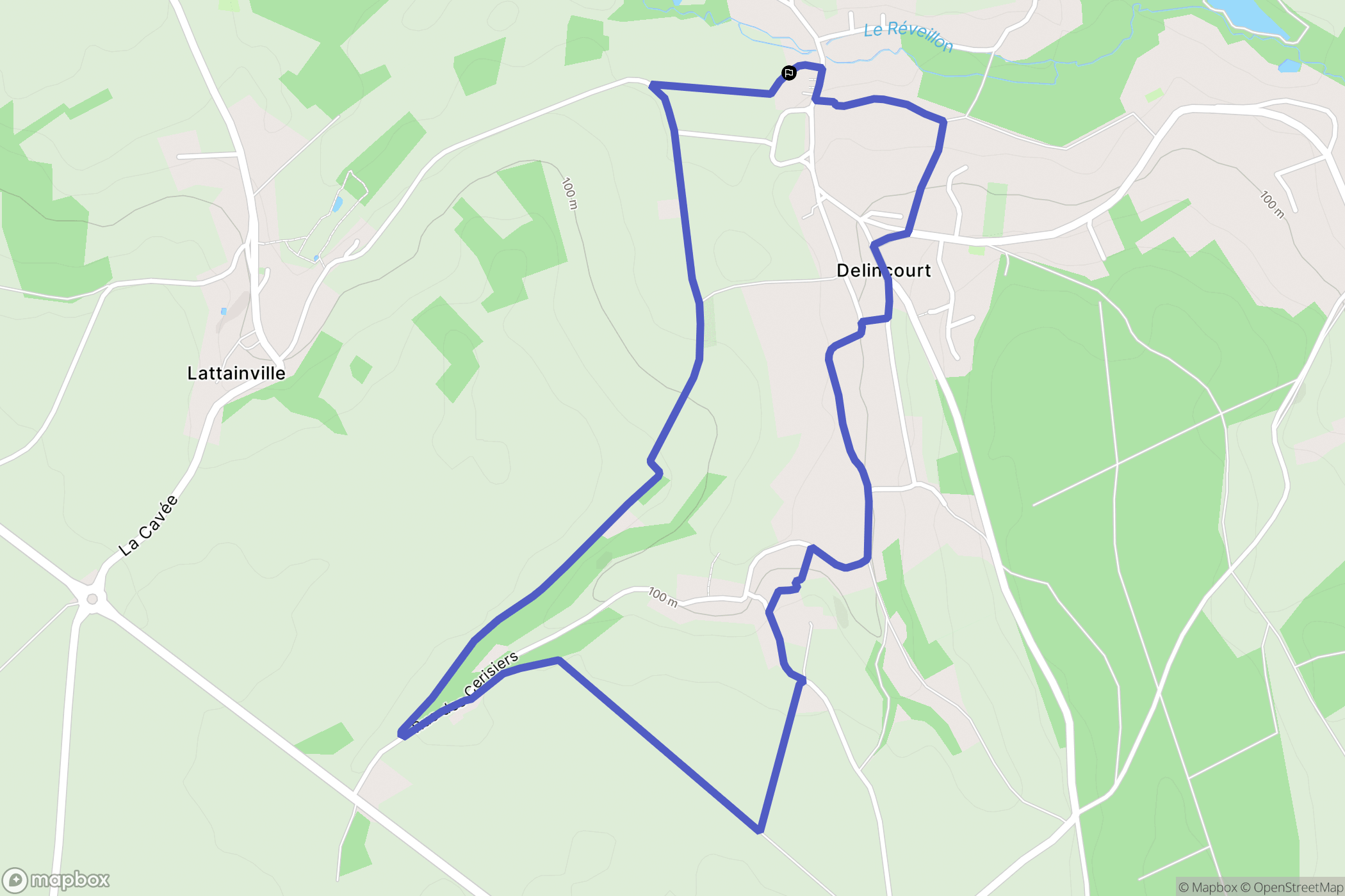 Delincourt : carte du parcours de randonnée - France