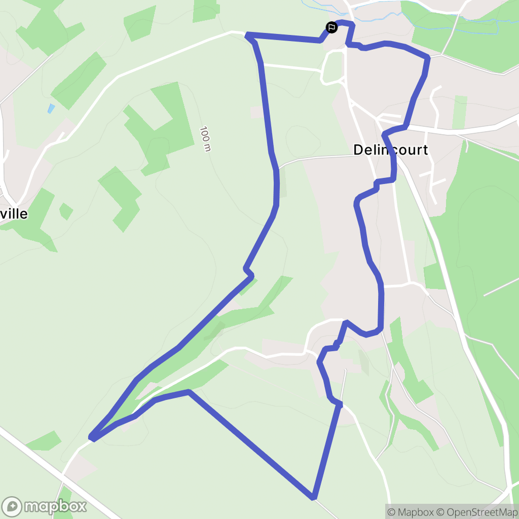 Delincourt : carte du parcours de randonnée - France