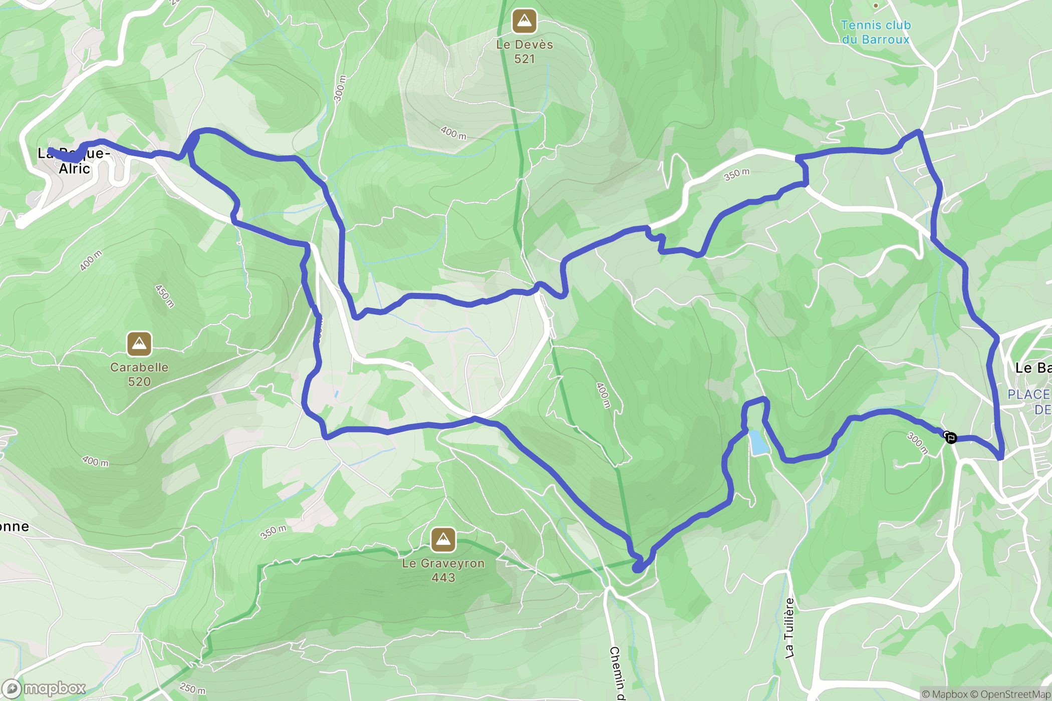 Le Barroux : carte du parcours de randonnée - France