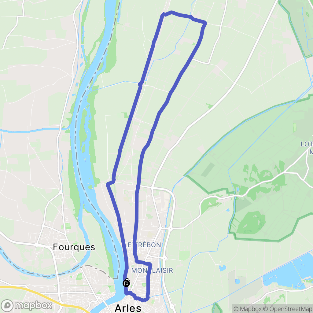 Arles : carte du parcours de randonnée - France