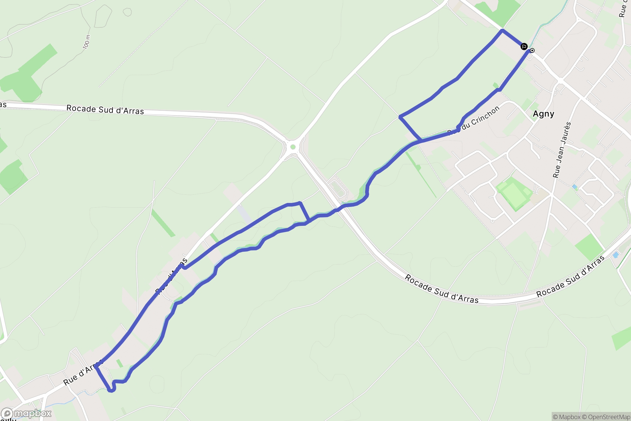 Agny : carte du parcours de randonnée - France